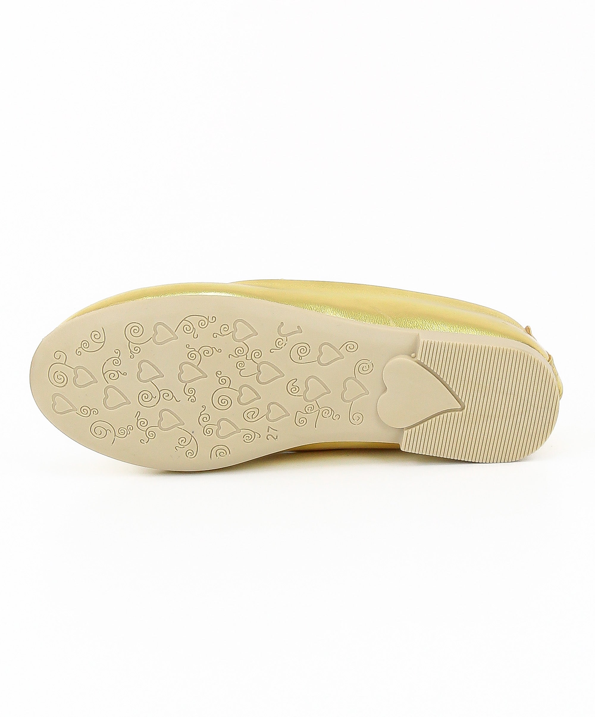 Girls Ballerina Butterfly Strap Flat Dress Shoes - Gold