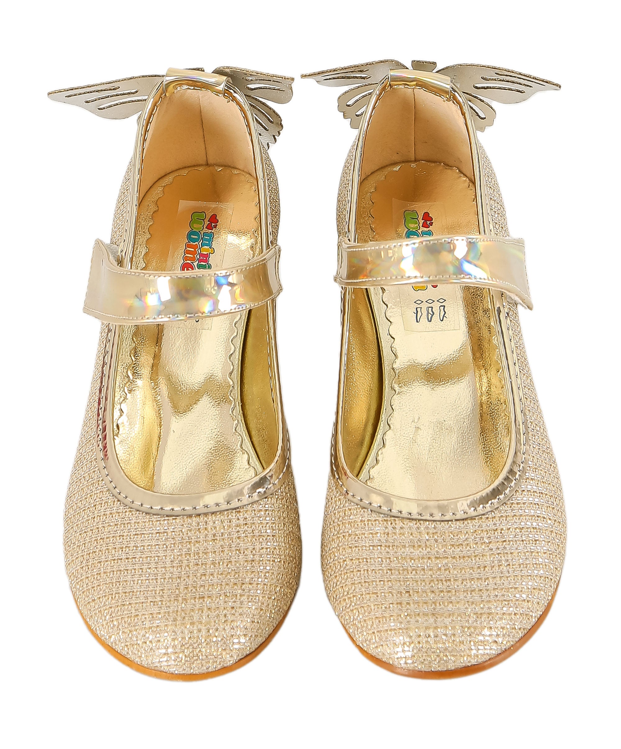 Girls Block Heel Sparkly Mary Jane Shoes - Gold