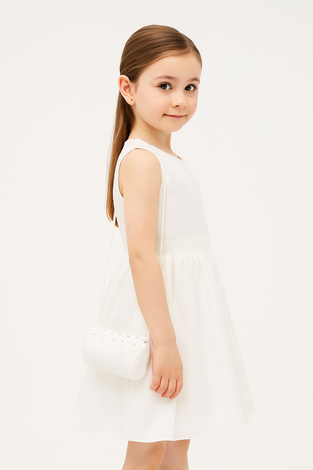 Girls Clutch Purse with Lace Detail – MB7704 - Ivory