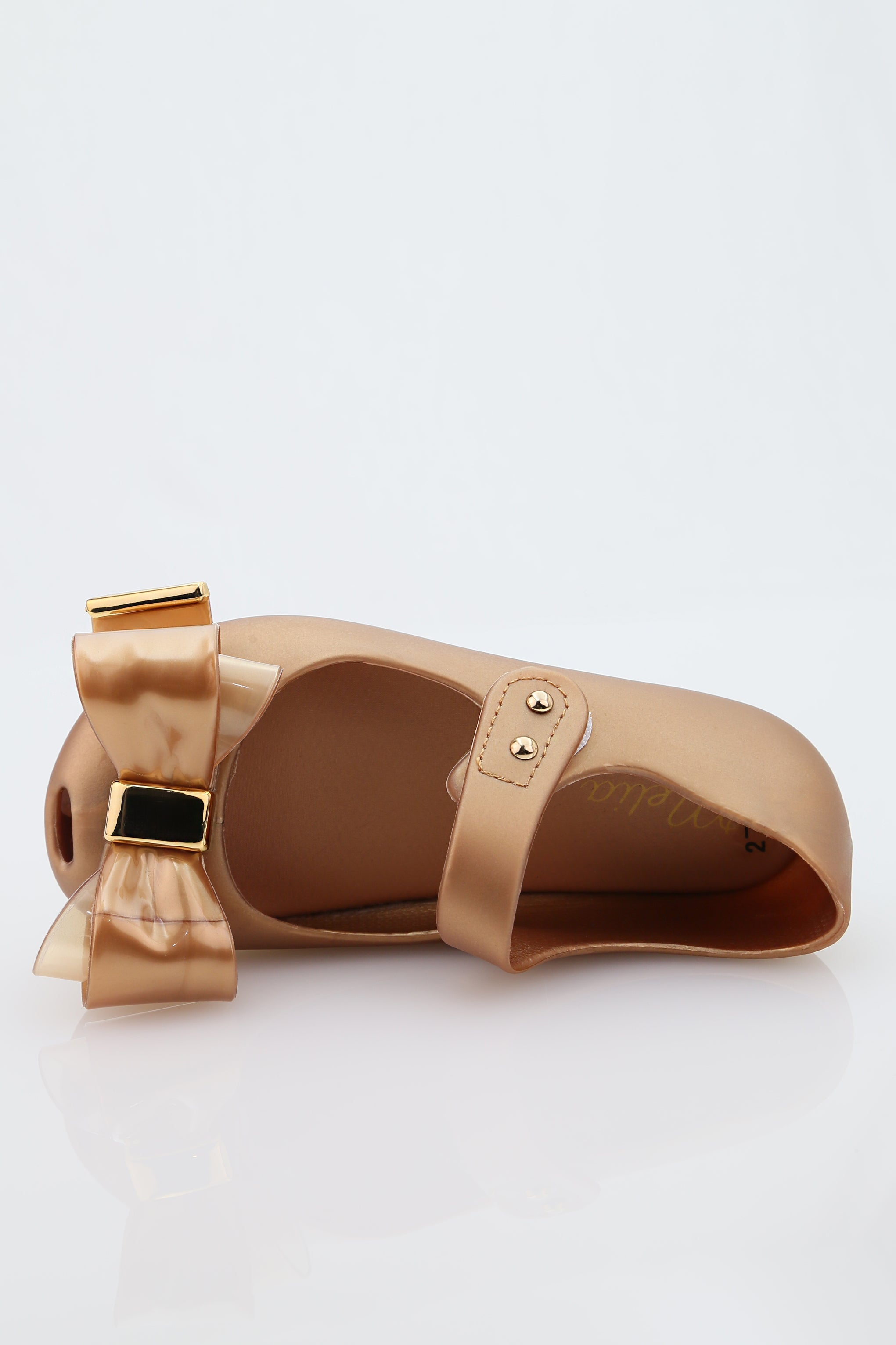 Girls Jelly Bow Shoes – ROXY - Brown - Gold
