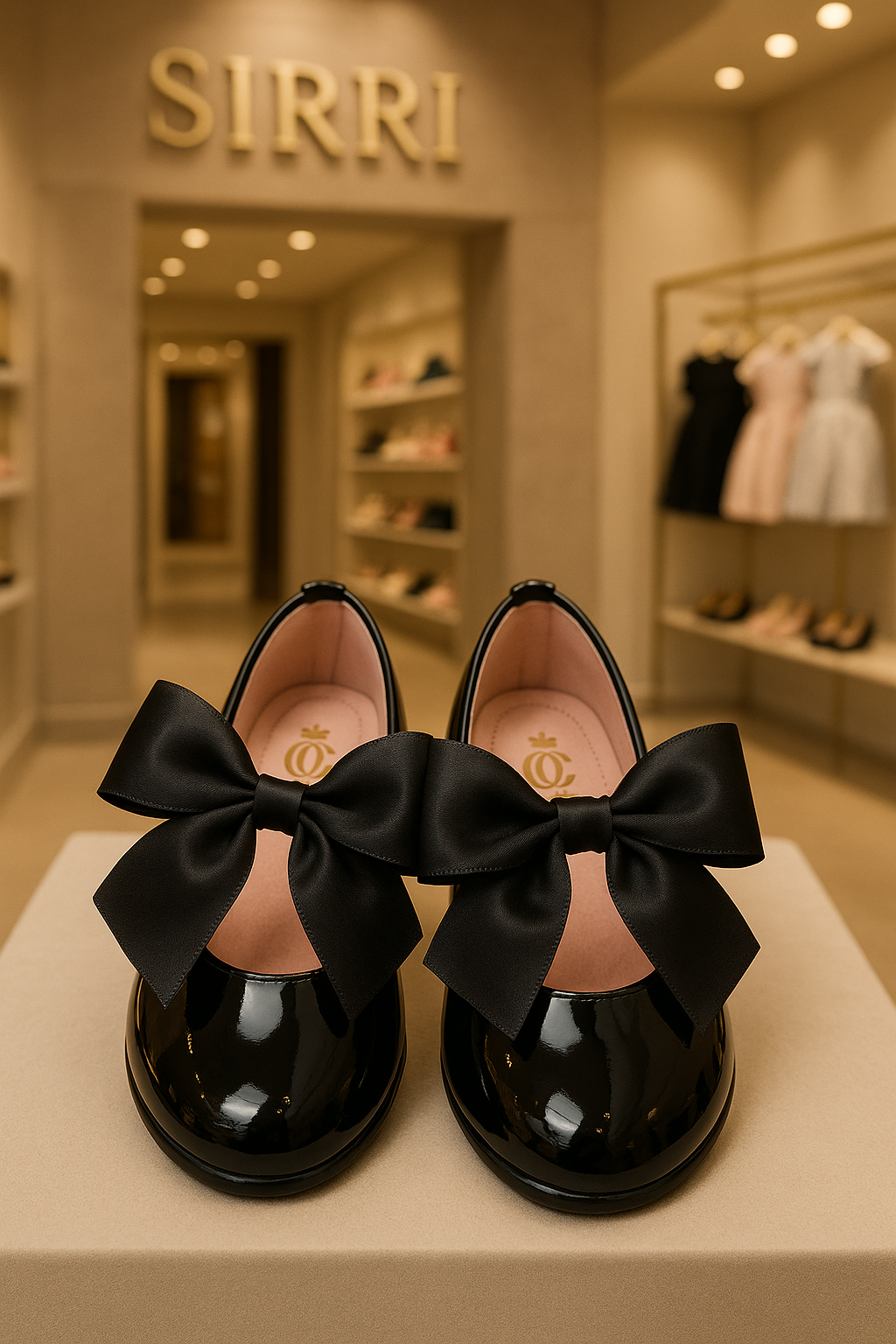 Girls Patent Flat Mary Jane Shoes - ELENA - Black