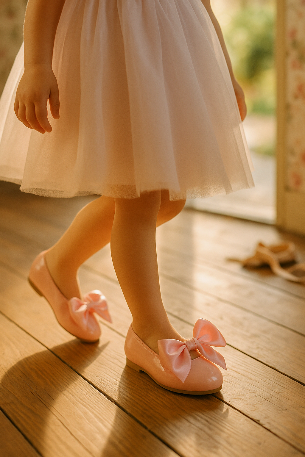 Girls Patent Flat Mary Jane Shoes - ELENA - Pink Model Picture