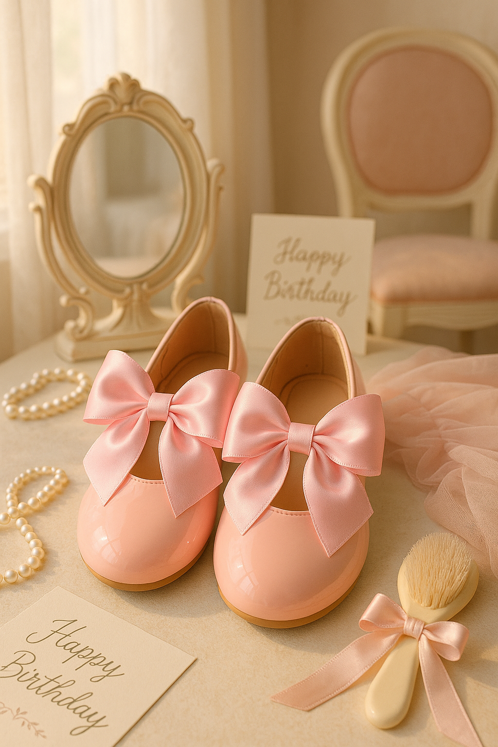Girls Patent Flat Mary Jane Shoes - ELENA - Pink Front Picture