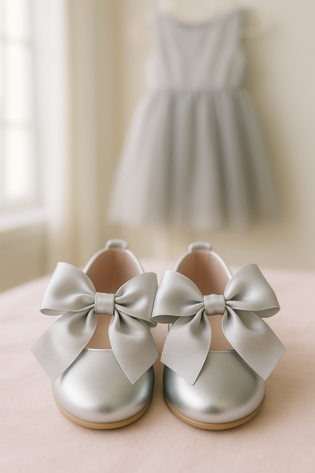 Girls Patent Flat Mary Jane Shoes - ELENA - Silver