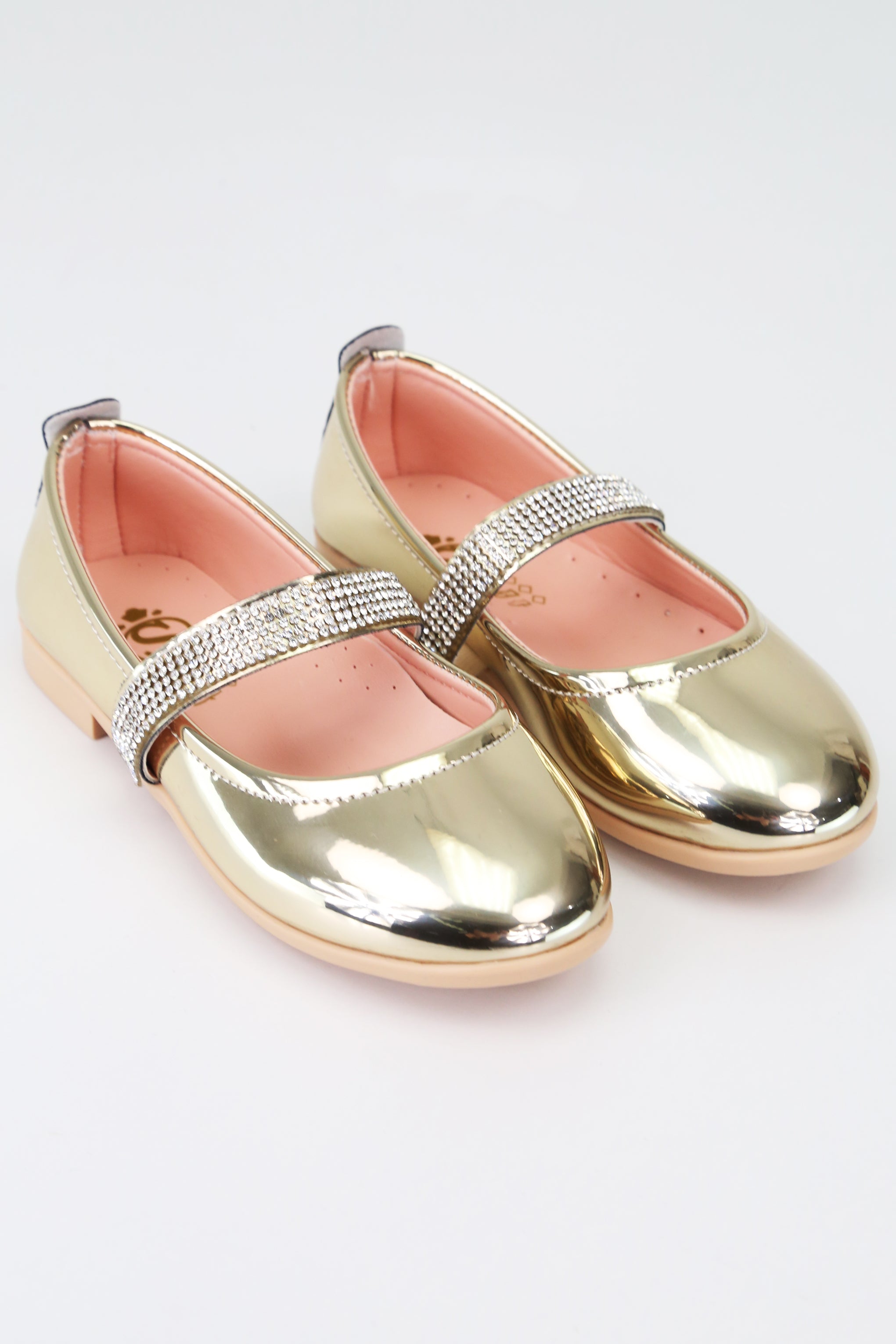 Girls Rhinestone Patent Mary Jane Shoes - ARWEN - Gold