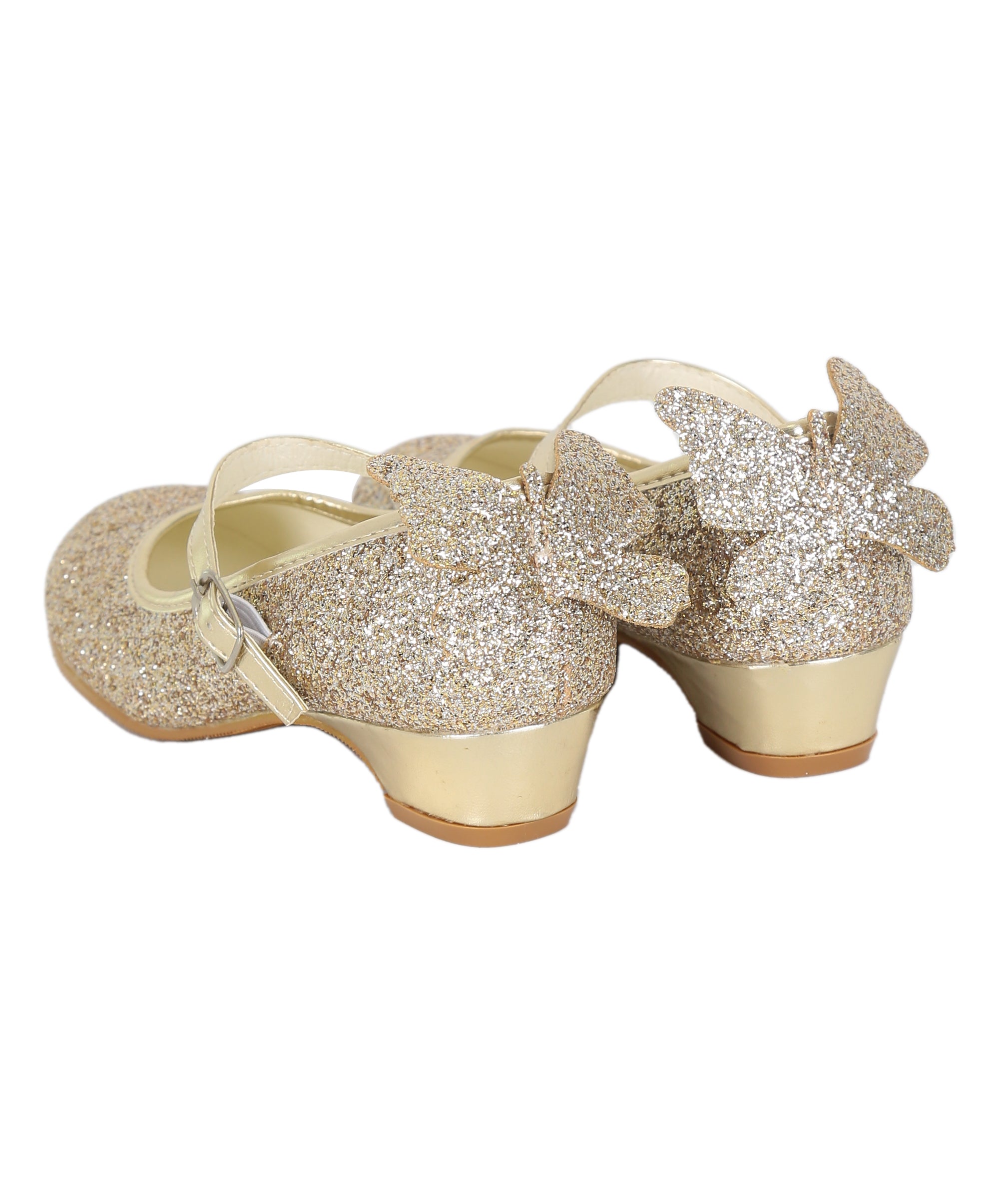 Girls' Sparkly Medium Heel Mary Jane Ankle Strap Shoes - ANNA - Gold