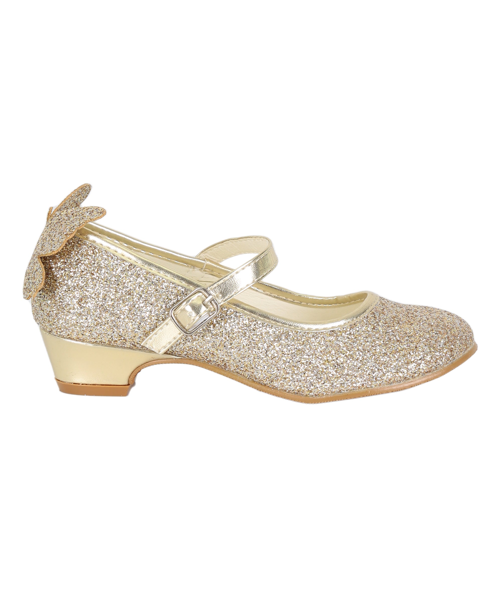 Girls' Sparkly Medium Heel Mary Jane Ankle Strap Shoes - ANNA - Gold