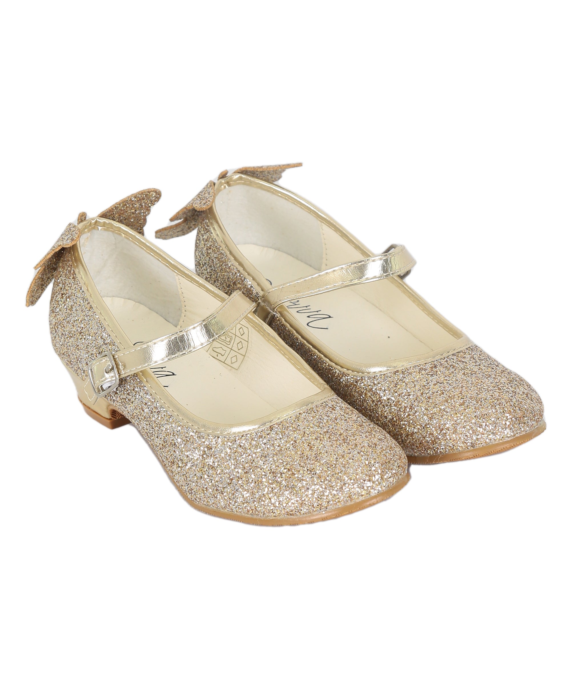 Girls' Sparkly Medium Heel Mary Jane Ankle Strap Shoes - ANNA - Gold