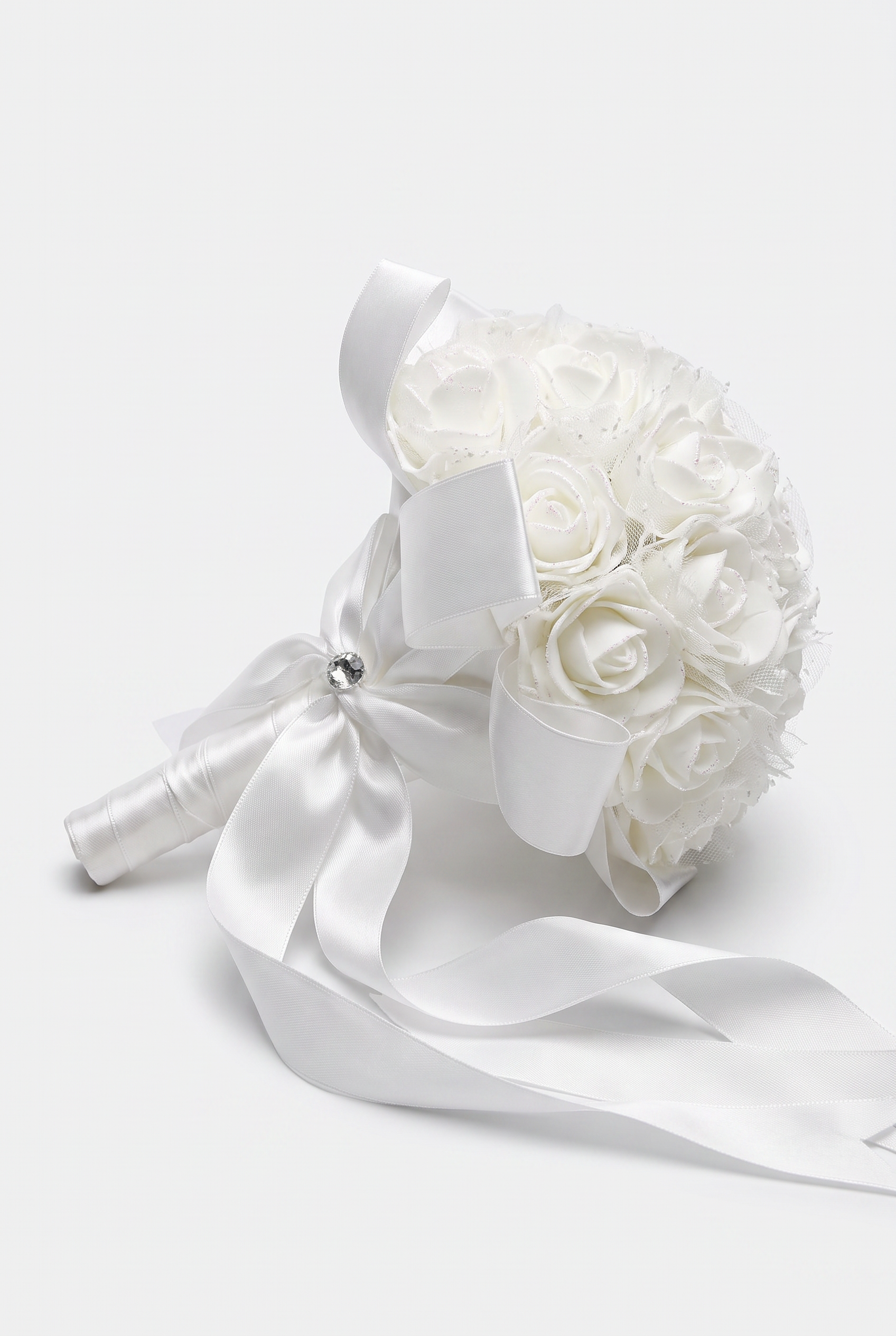 Girls’ Special Occasion Rose Bouquet with Sparkling Details in White Side Picture