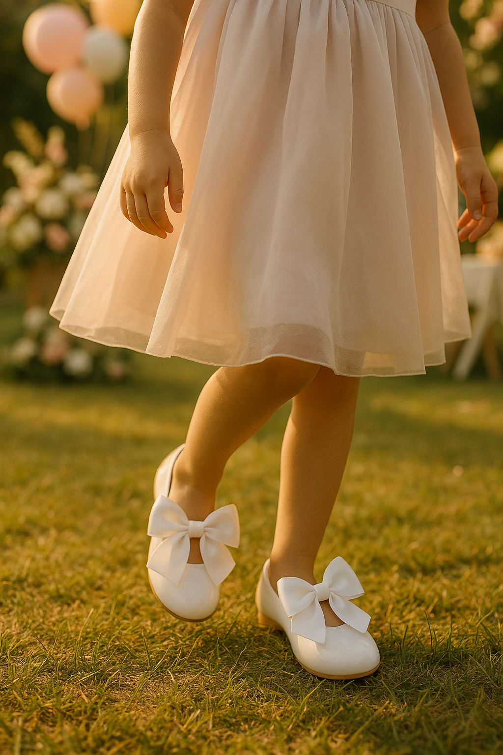 Girls White Flat Patent Mary Jane Shoes - ELENA - White Model Picture