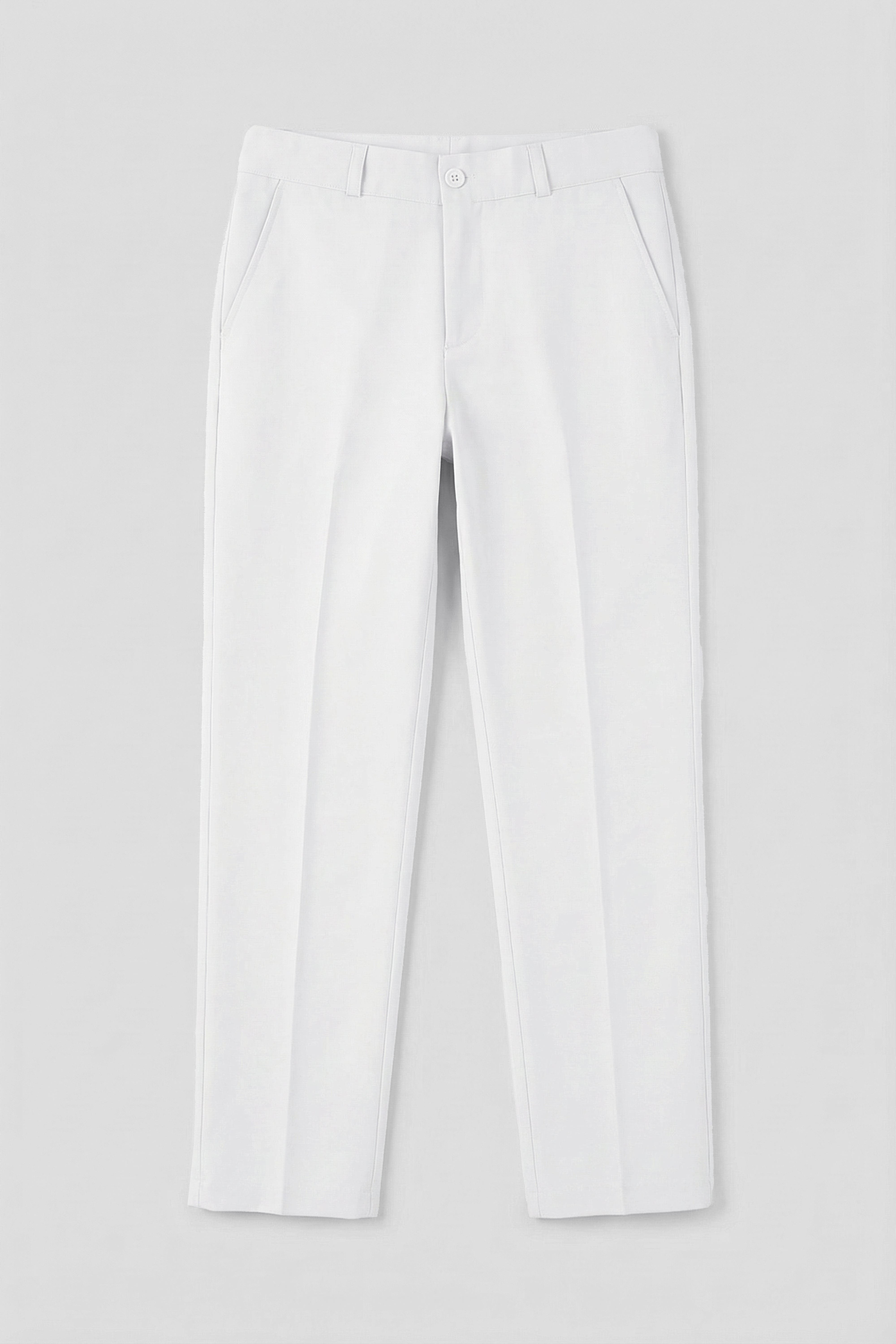 Boys Slim Fit Formal Trousers with Adjustable Waist - White