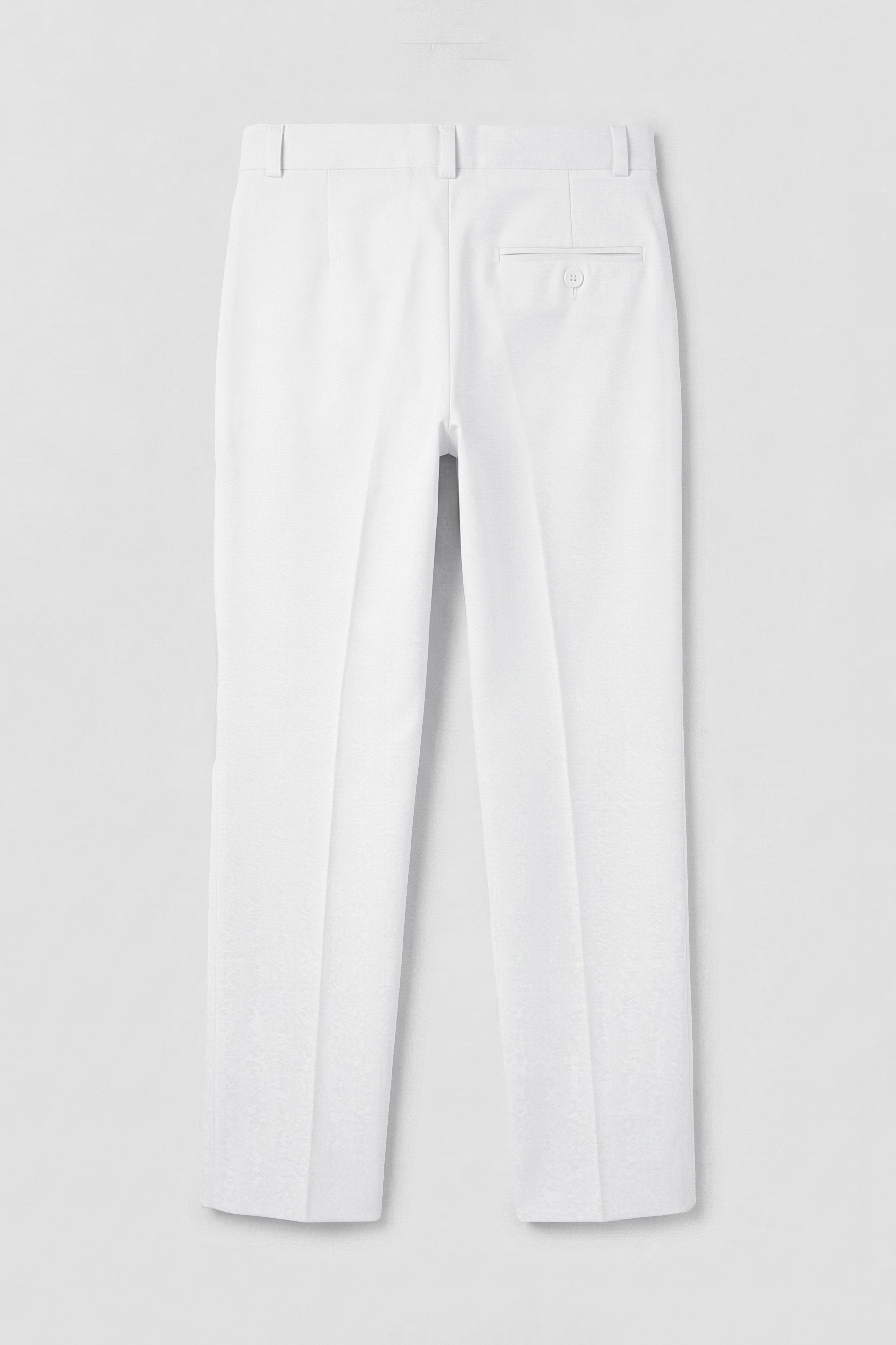 Boys Slim Fit Formal Trousers with Adjustable Waist - White