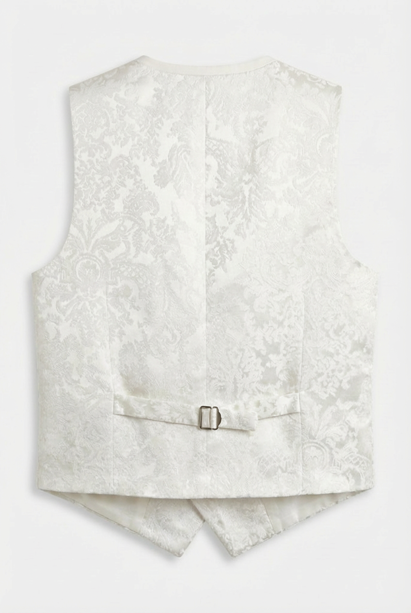 Boys 2-Piece Paisley Jacquard Waistcoat Cravat Set  - Ivory