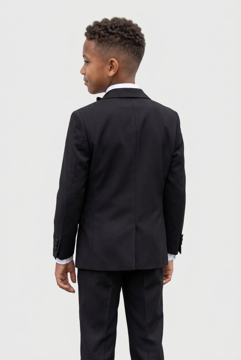 Boys' Black Tuxedo Suit with Cufflink Shirt