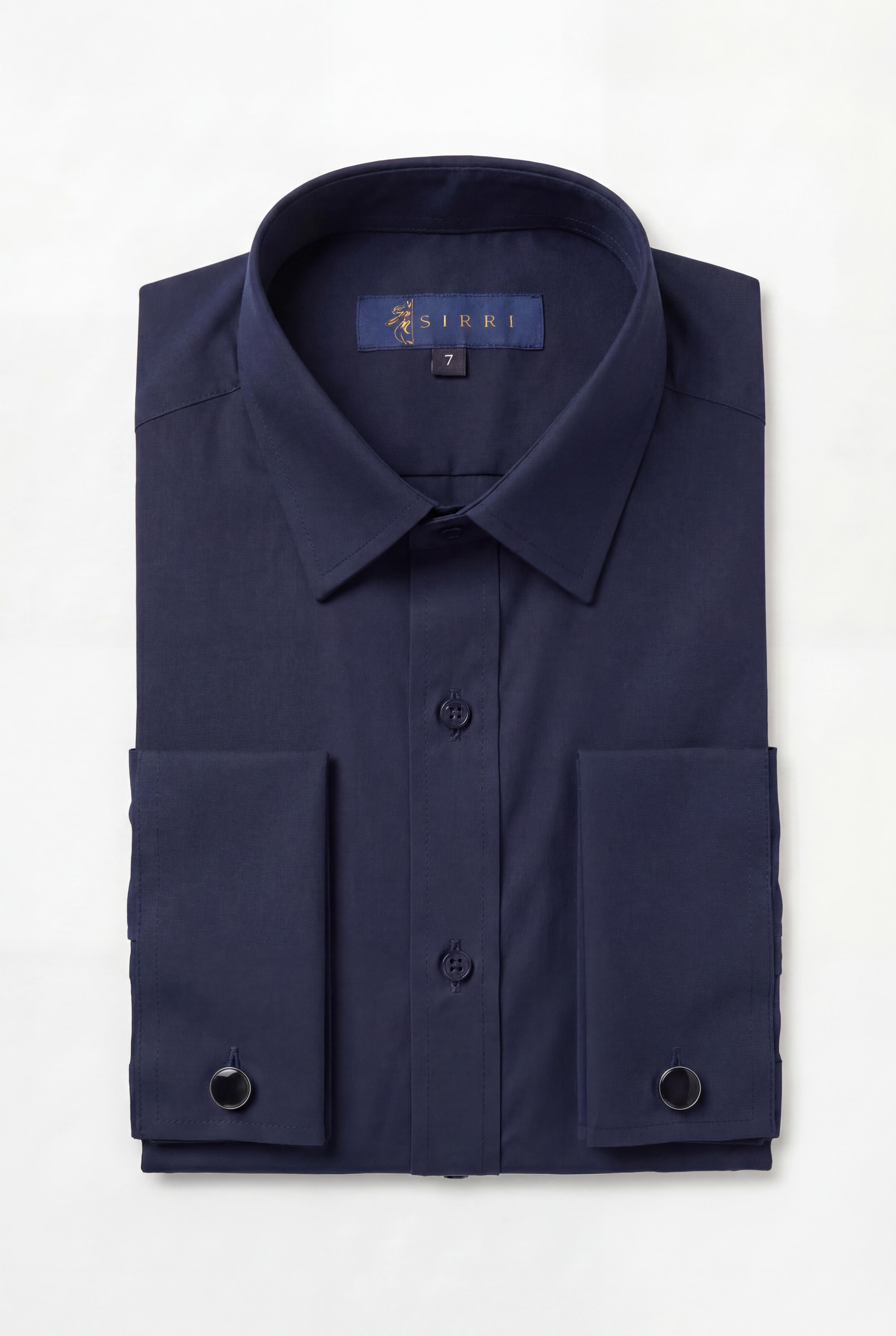 Boys Classic Collar Dress Shirt with Cufflinks -  Navy