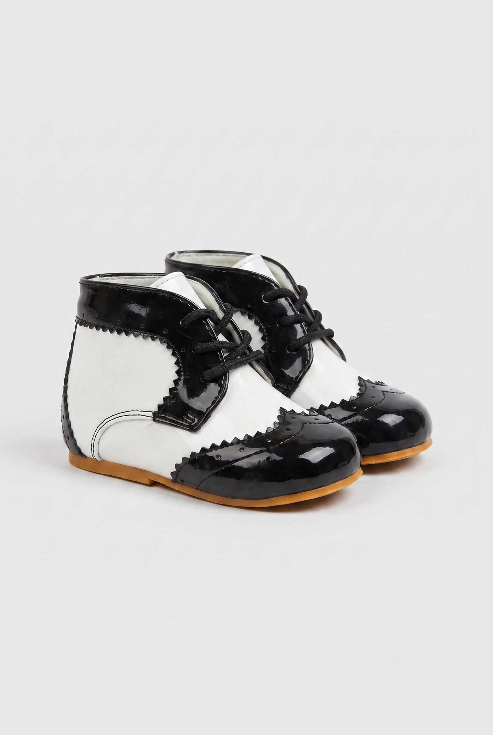 Kids Patent Leather Lace-Up Boots | Smart Formal Ankle Shoes for Boys & Girls - Black