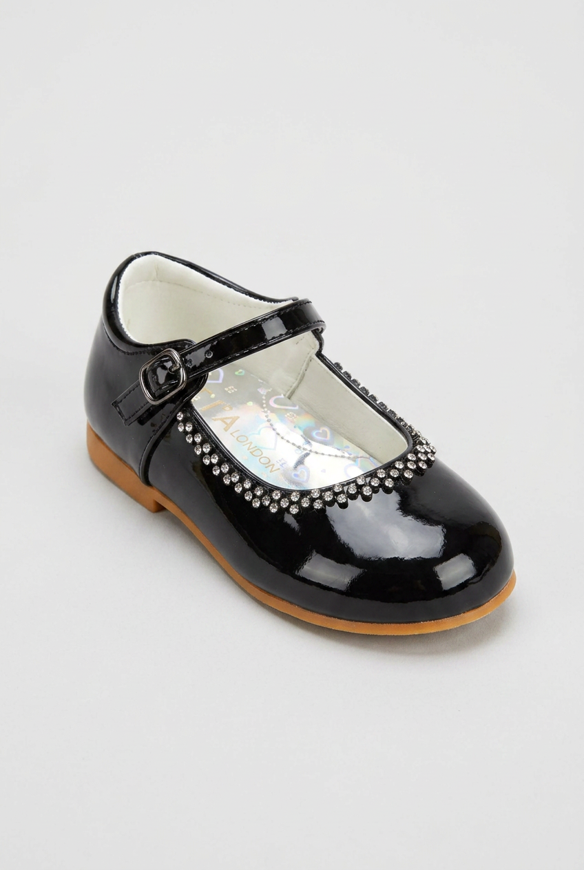 Kids' Rhinestone Mary Jane Shoes – Smart Party & Occasion Dress Shoes - Black