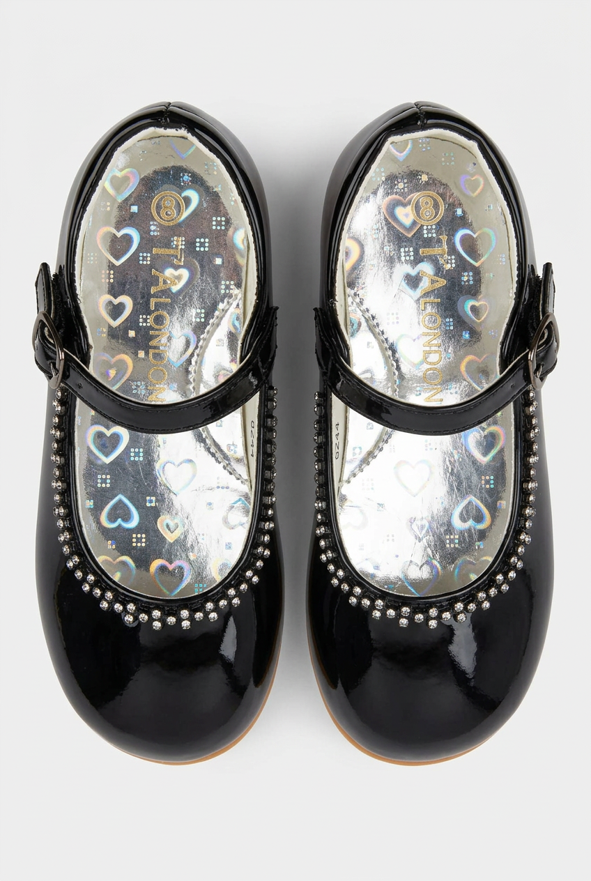 Kids' Rhinestone Mary Jane Shoes – Smart Party & Occasion Dress Shoes - Black
