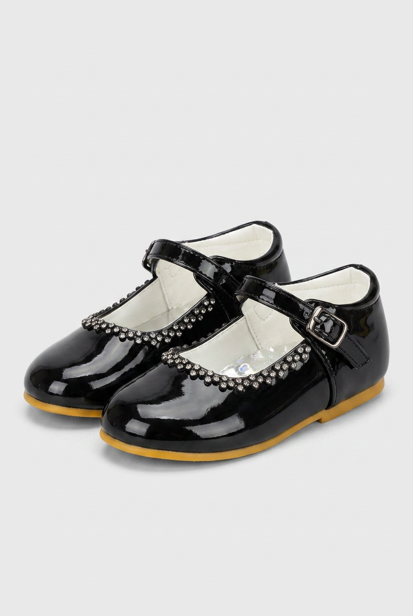 Kids' Rhinestone Mary Jane Shoes – Smart Party & Occasion Dress Shoes - Black