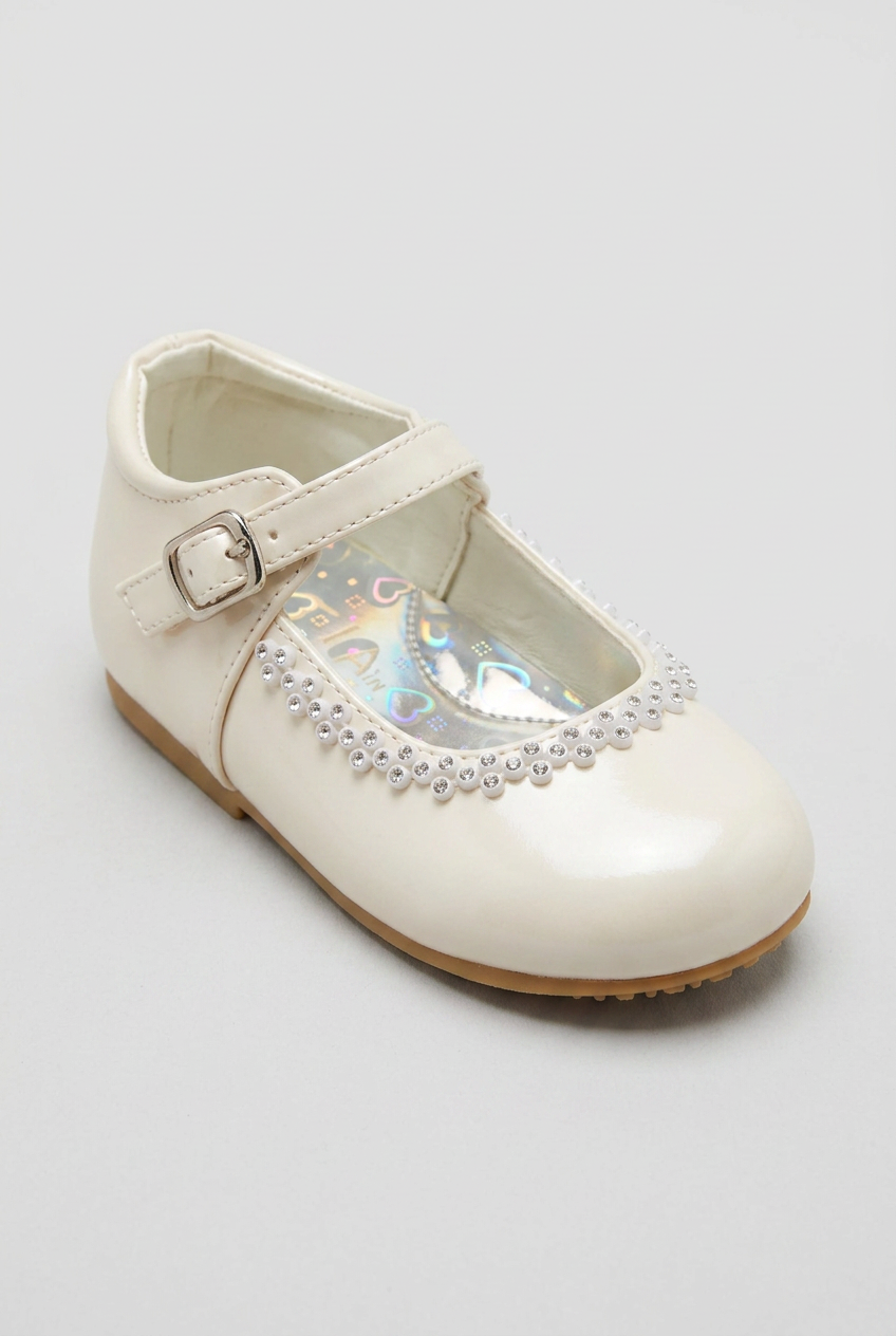 Kids' Rhinestone Mary Jane Shoes – Smart Party & Occasion Dress Shoes - Ivory / Beige