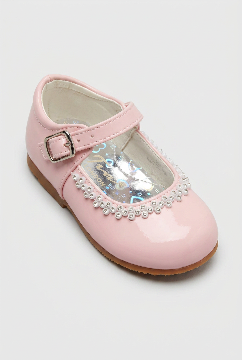 Kids' Rhinestone Mary Jane Shoes – Smart Party & Occasion Dress Shoes - Pink
