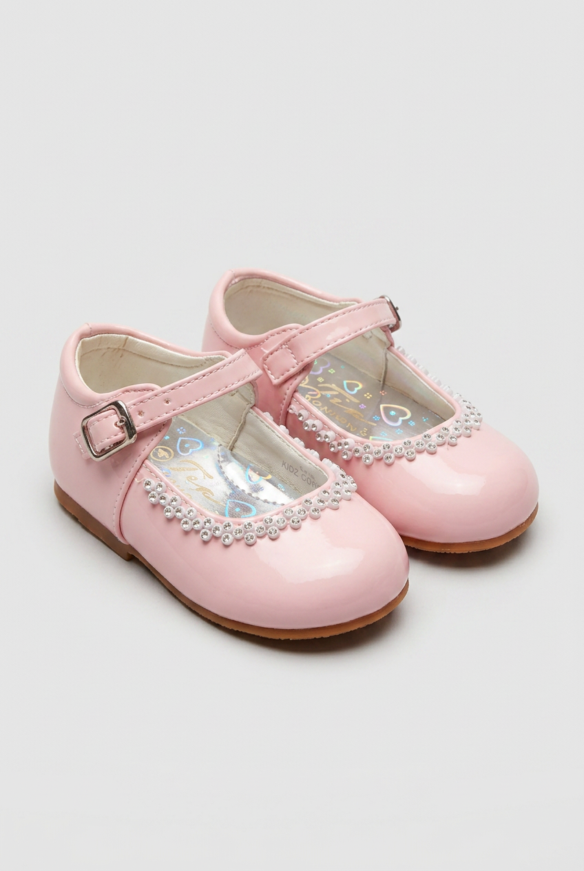 Kids' Rhinestone Mary Jane Shoes – Smart Party & Occasion Dress Shoes - Pink