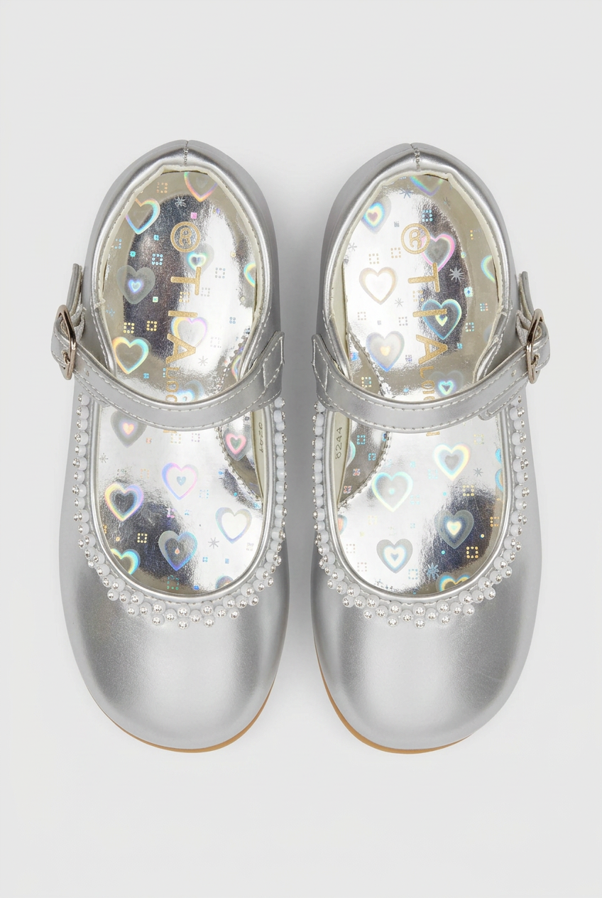 Kids' Rhinestone Mary Jane Shoes – Smart Party & Occasion Dress Shoes - Silver