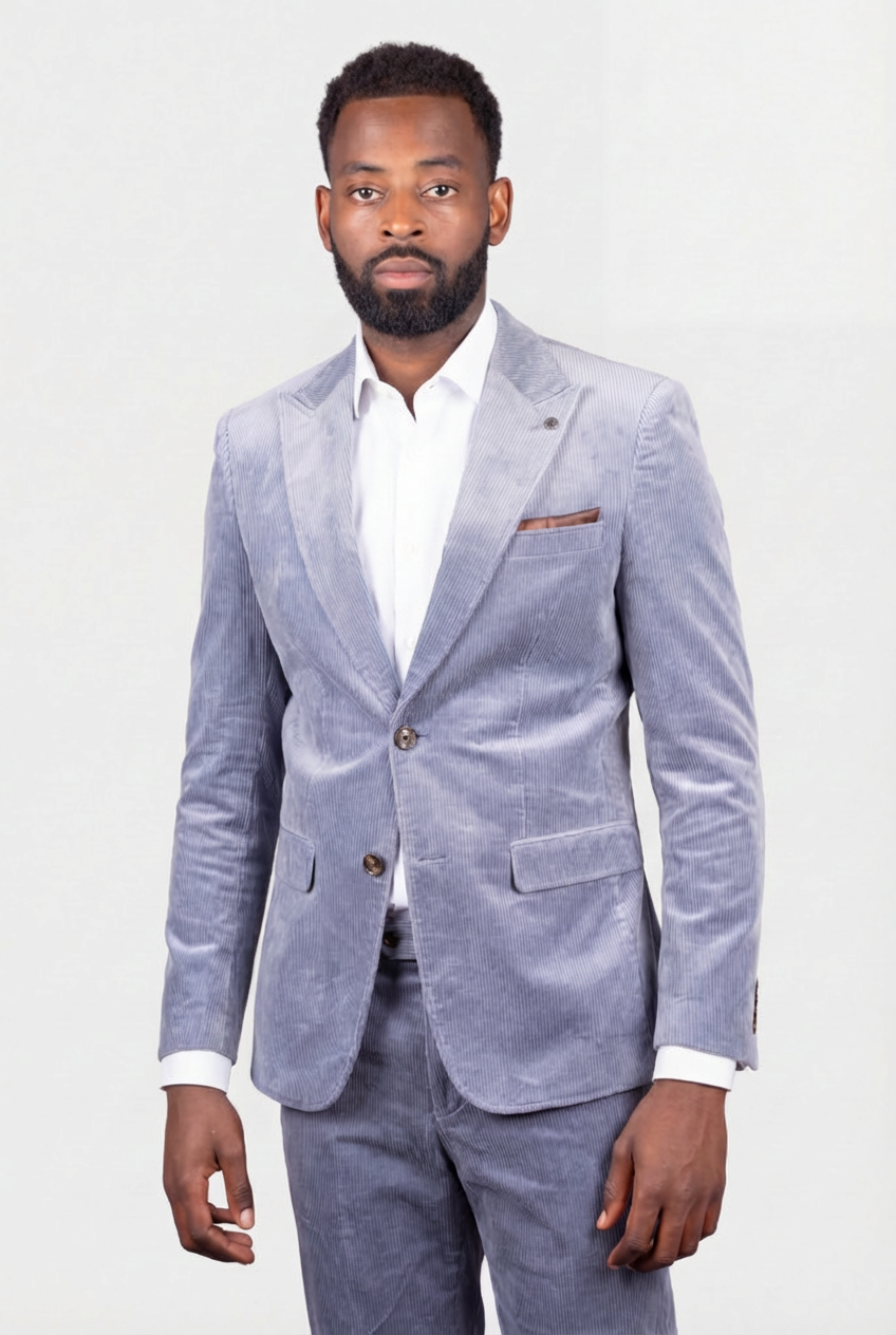 Men’s 2-Piece Cotton Corduroy Formal Suit - Dawson - Blue