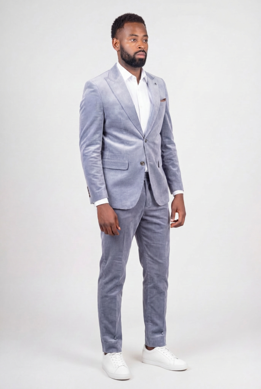 Men’s 2-Piece Cotton Corduroy Formal Suit - Dawson - Blue