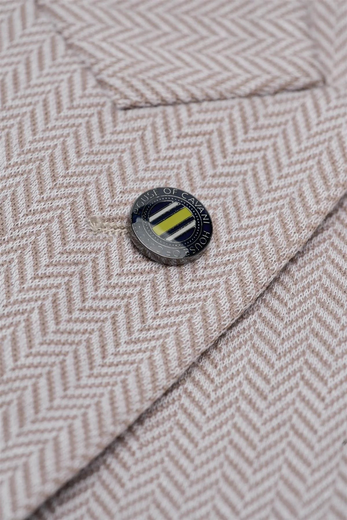 Men’s 2-Piece Herringbone Casual Suit - Vasco - Beige Detail Picture