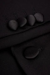 Men’s 2-Piece Satin Peak Lapel Tuxedo Dinner Suit Bundle - Cavani Malibu Black