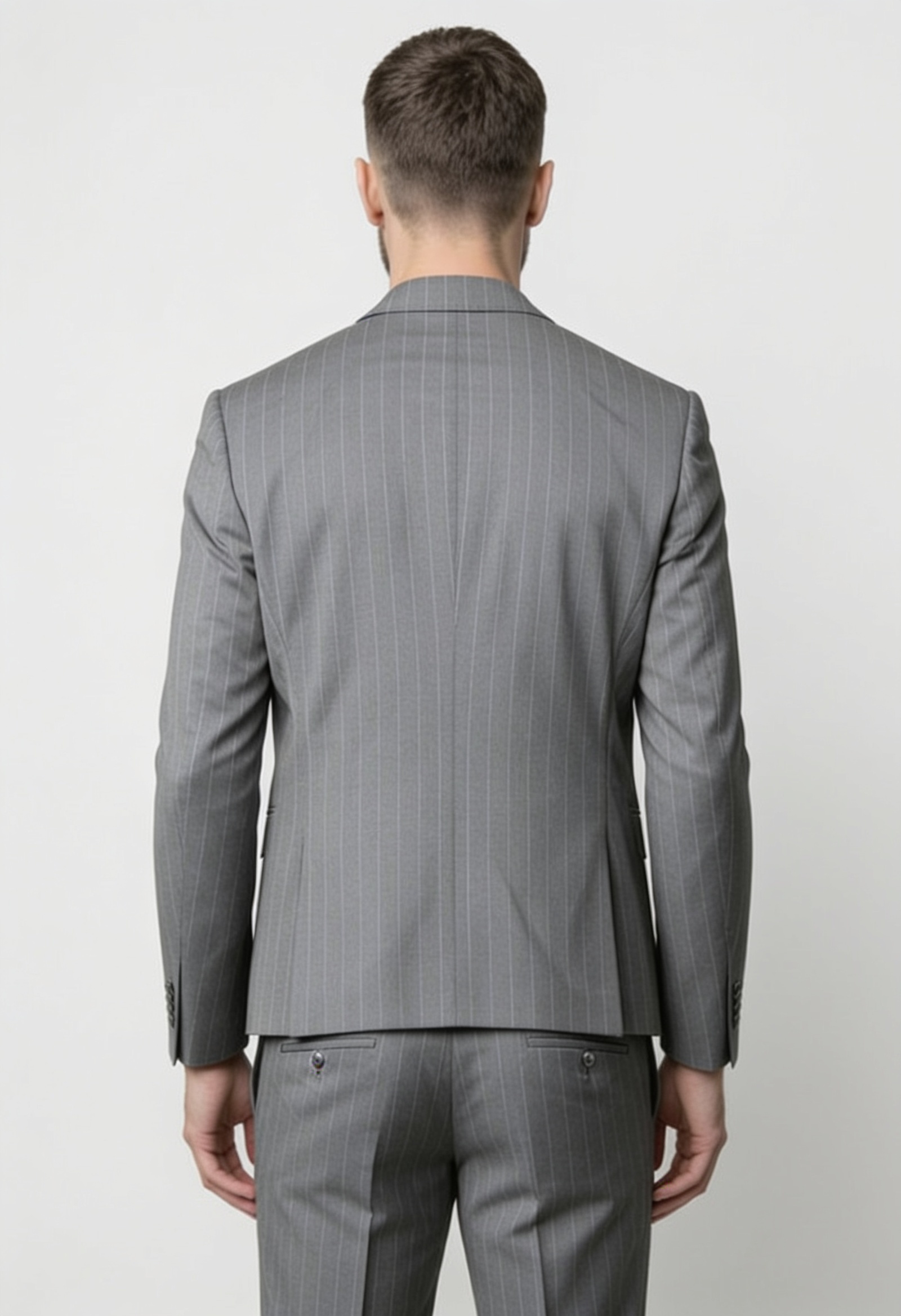 Men’s 2-Piece Wool Double Breasted Pinstripe Suit - Style LENNOX GREY