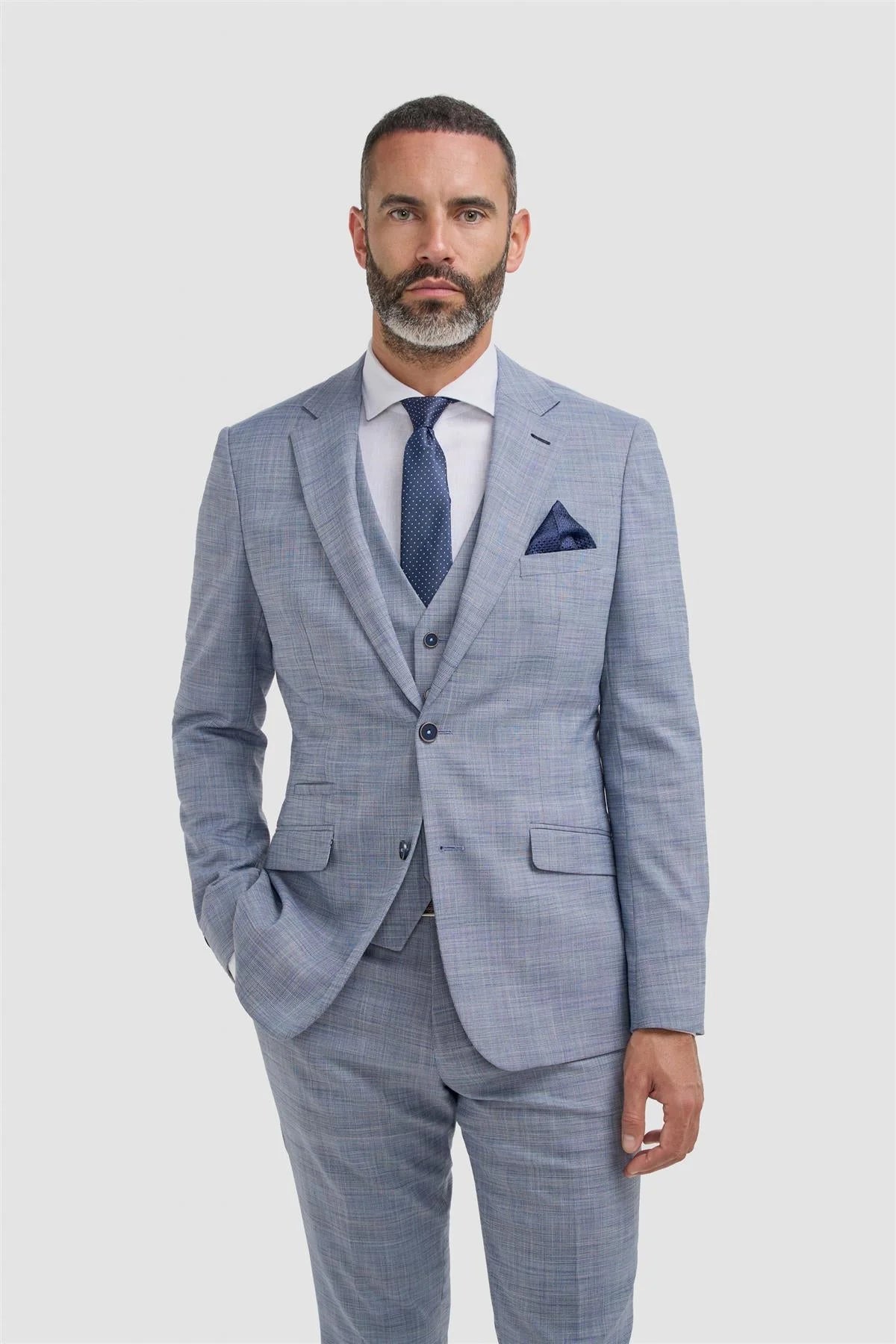 Father & Son Matching Textured 3-Piece Suit Set - Camden Blue