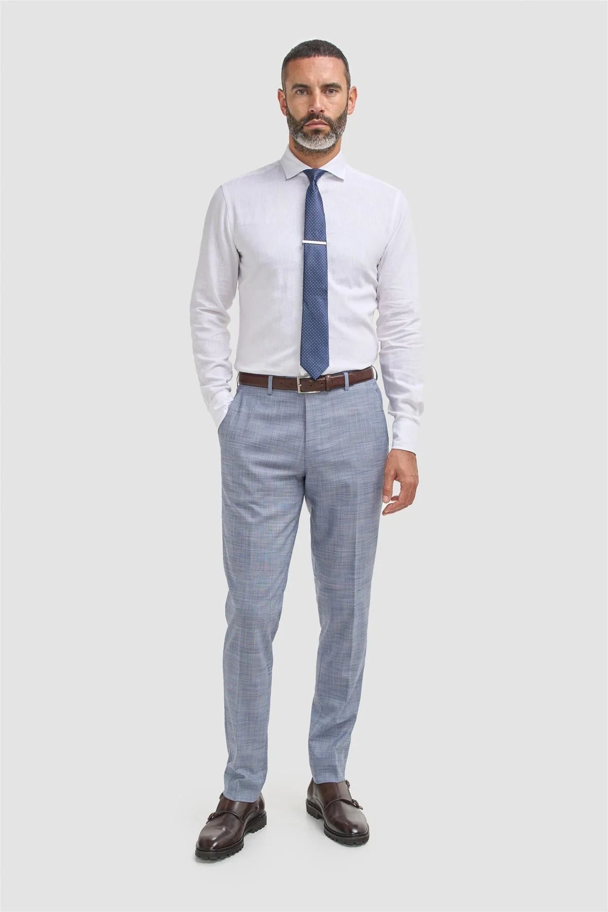 Men’s 3-Piece Blue Textured Suit - Camden - Blue
