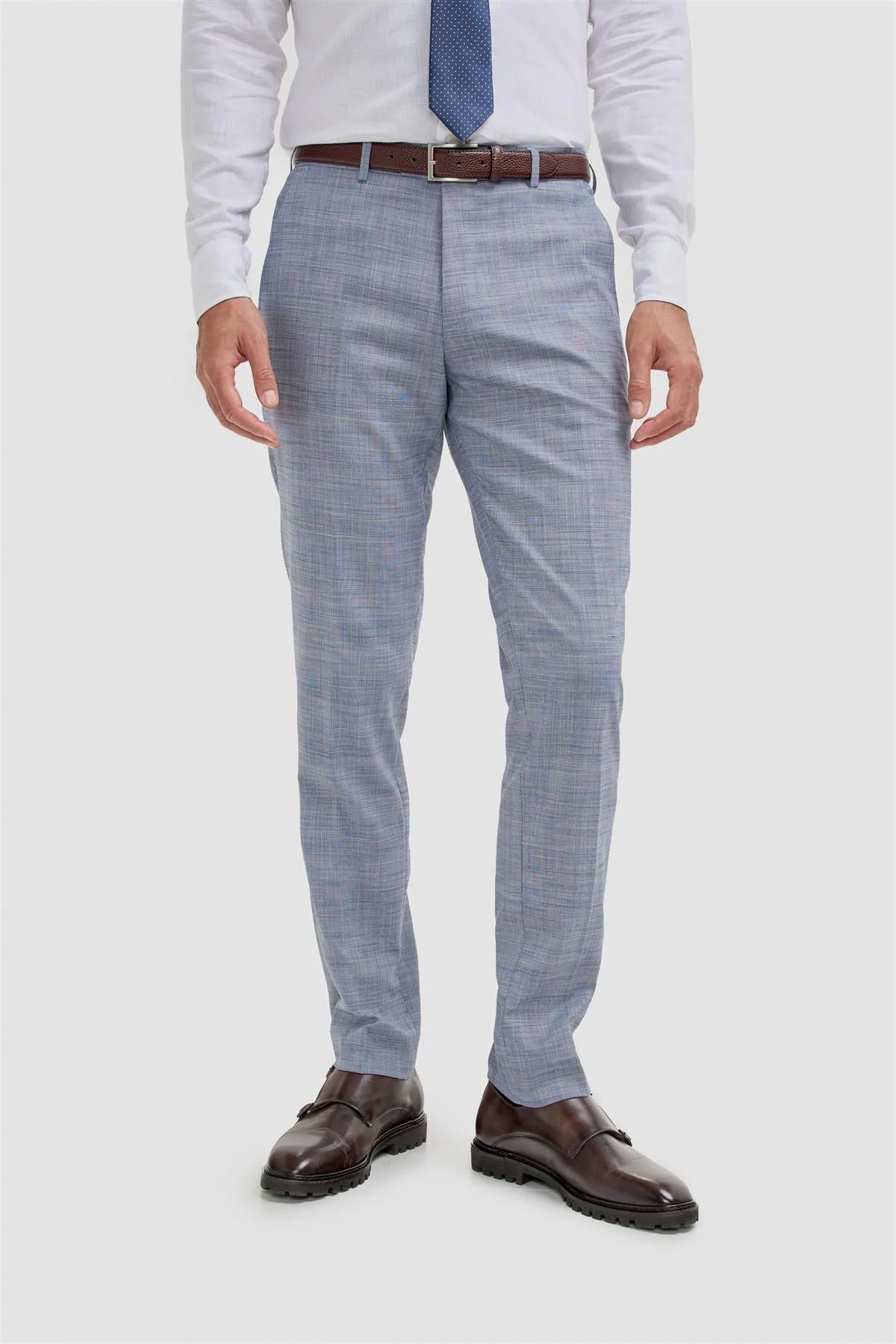 Men’s 3-Piece Blue Textured Suit - Camden - Blue