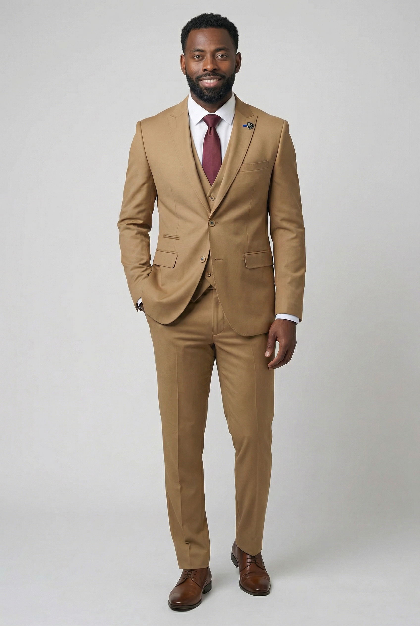 Men’s 3-Piece Formal Suit with Double Breasted Waistcoat - Jason - Mustard