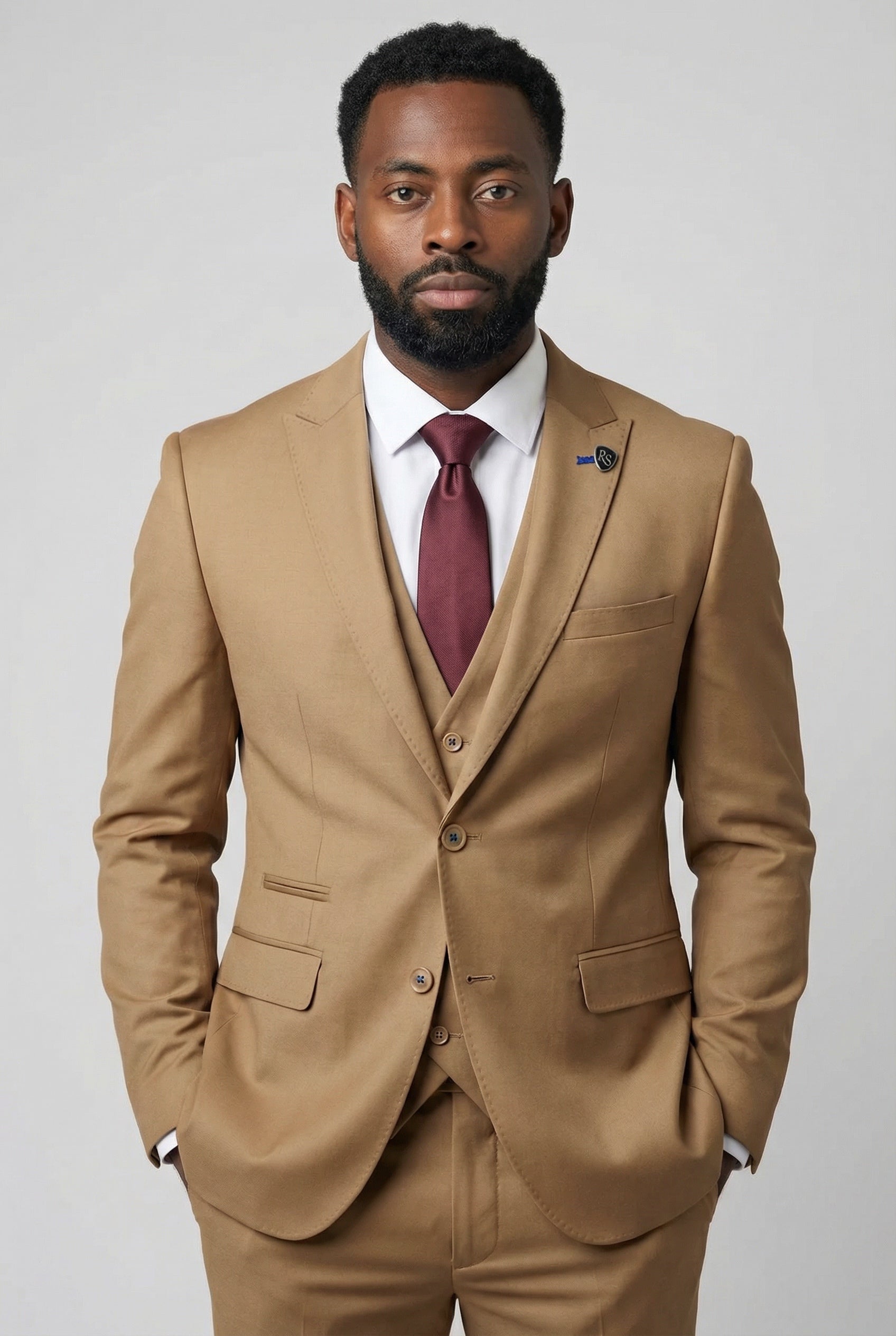 Men’s 3-Piece Formal Suit with Double Breasted Waistcoat - Jason - Mustard