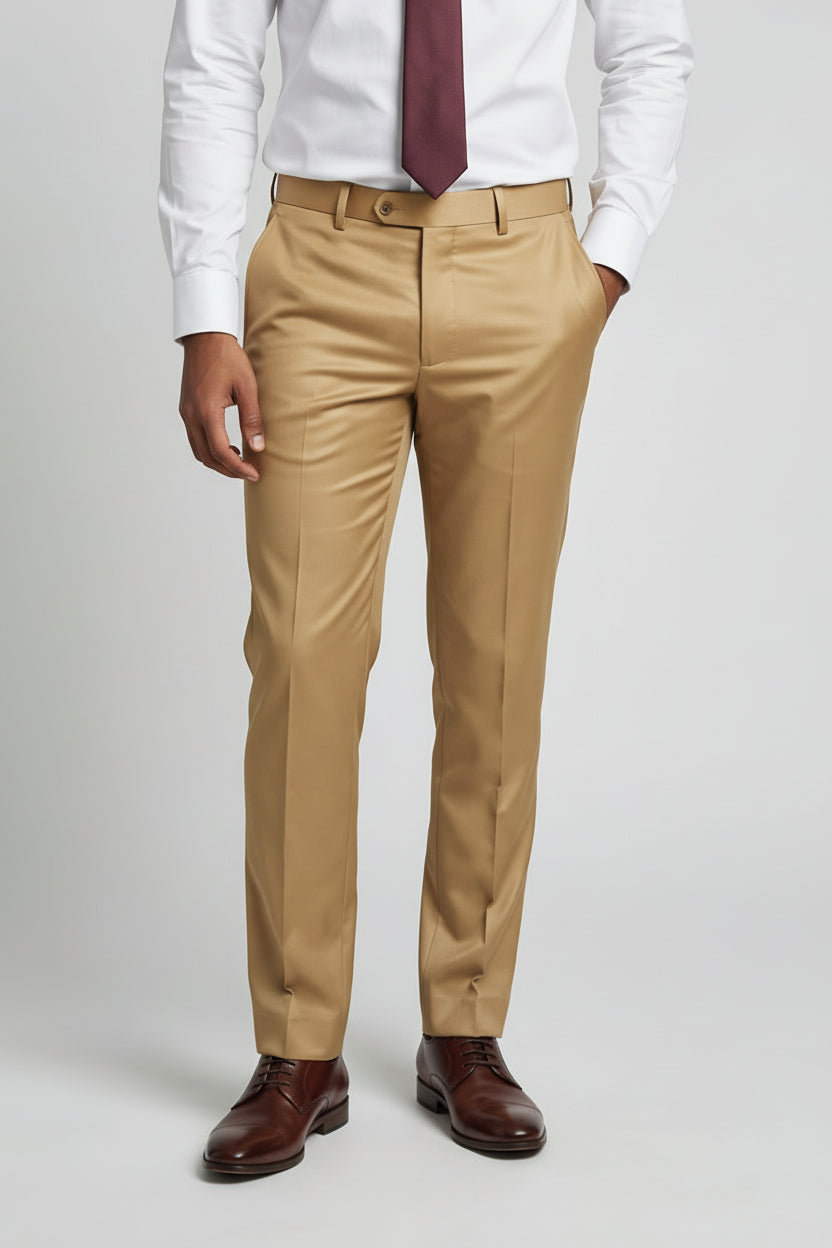 Men’s 3-Piece Formal Suit with Double Breasted Waistcoat - Jason - Mustard Trousers Picture