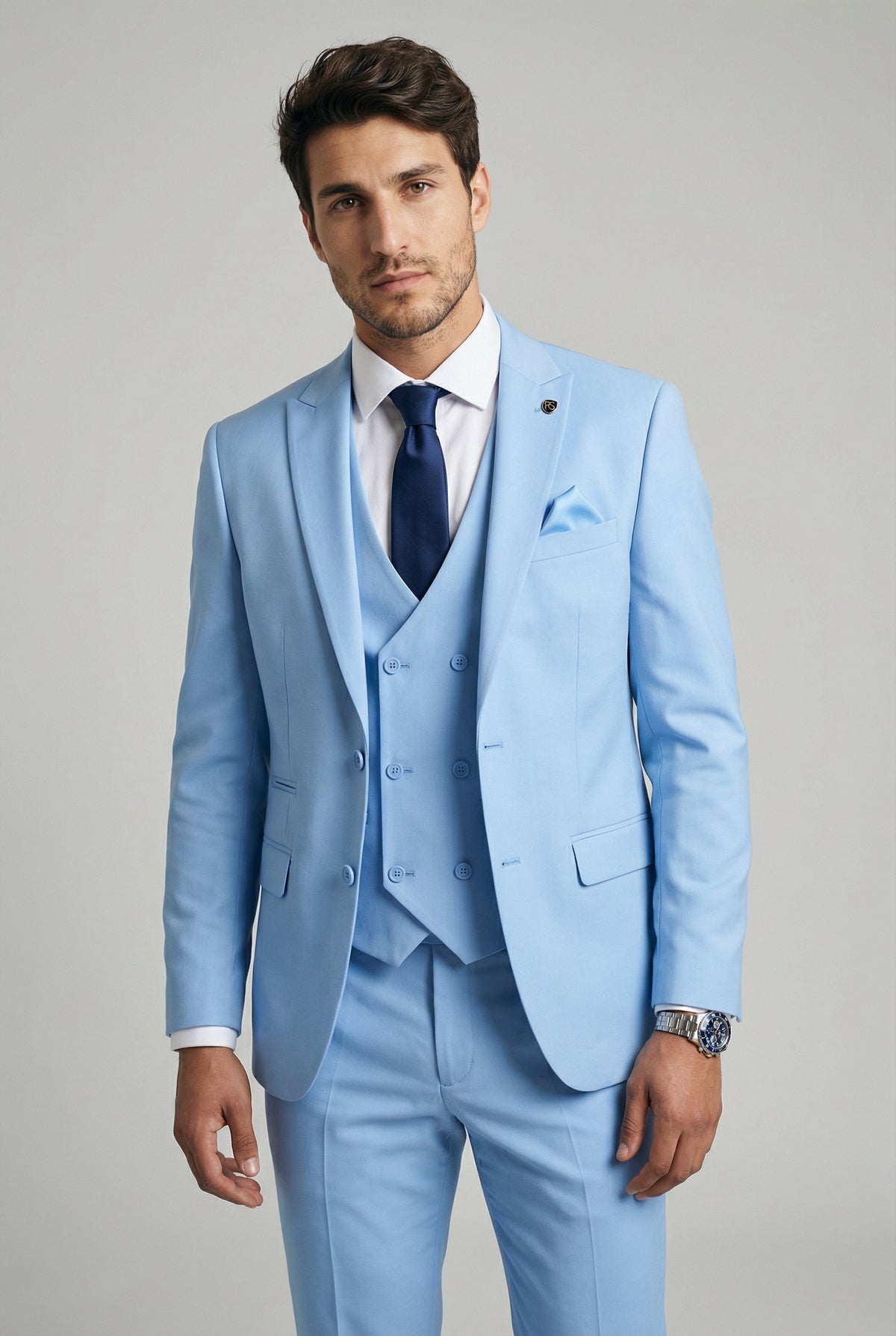 Men’s 3-Piece Formal Suit Double Breasted Waistcoat | Sirri