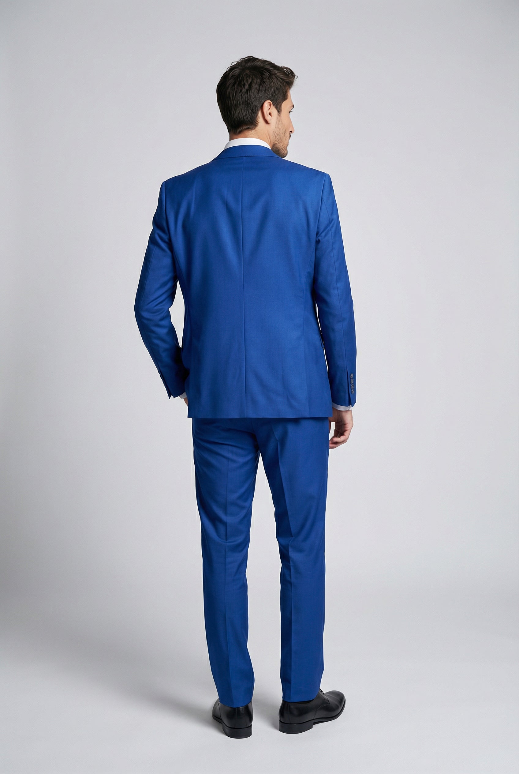Men’s 3-Piece Formal Suit with Double Breasted Waistcoat - Roman - Blue Back Picture