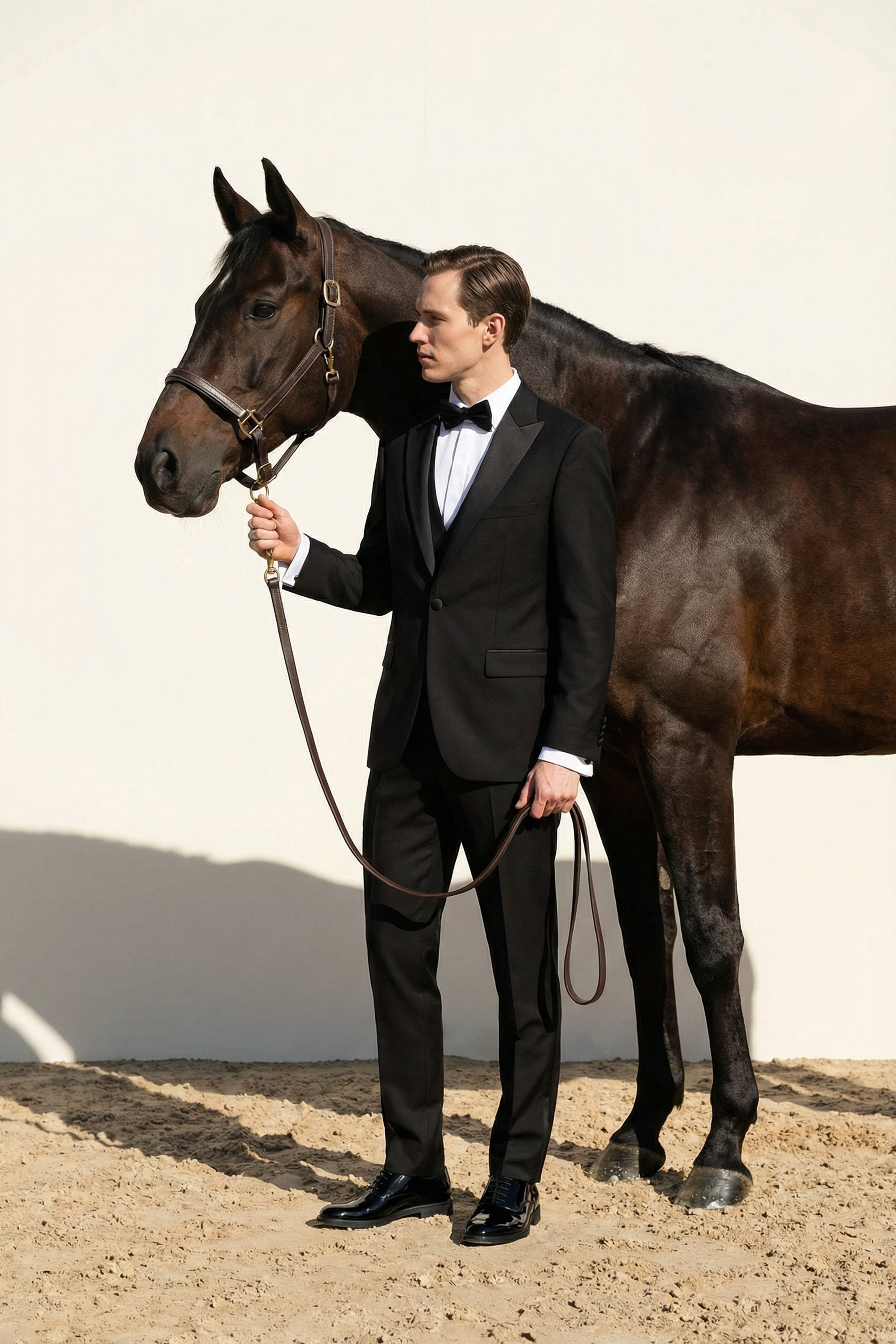 Men’s 3-Piece Satin Lapel Tuxedo Suit with Double Breasted Waistcoat - Black