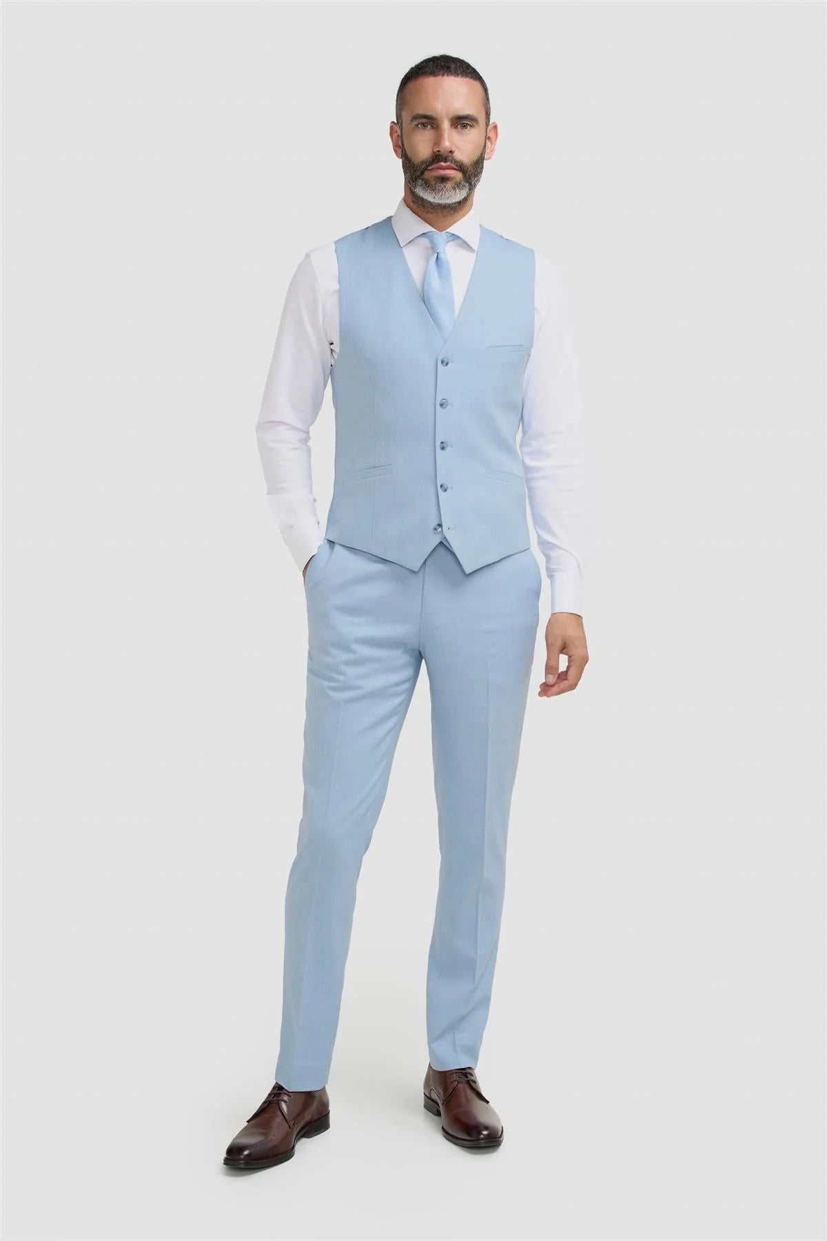 Men’s 3-Piece Slim Fit Formal Suit - Malibu - Sky Blue
