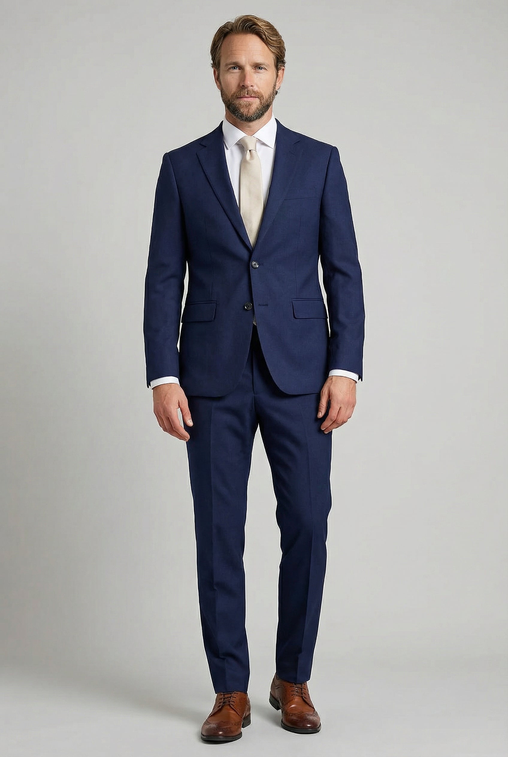 Men’s 2-Piece Tailored Fit Formal Suit - Belmont - Navy Model Picture