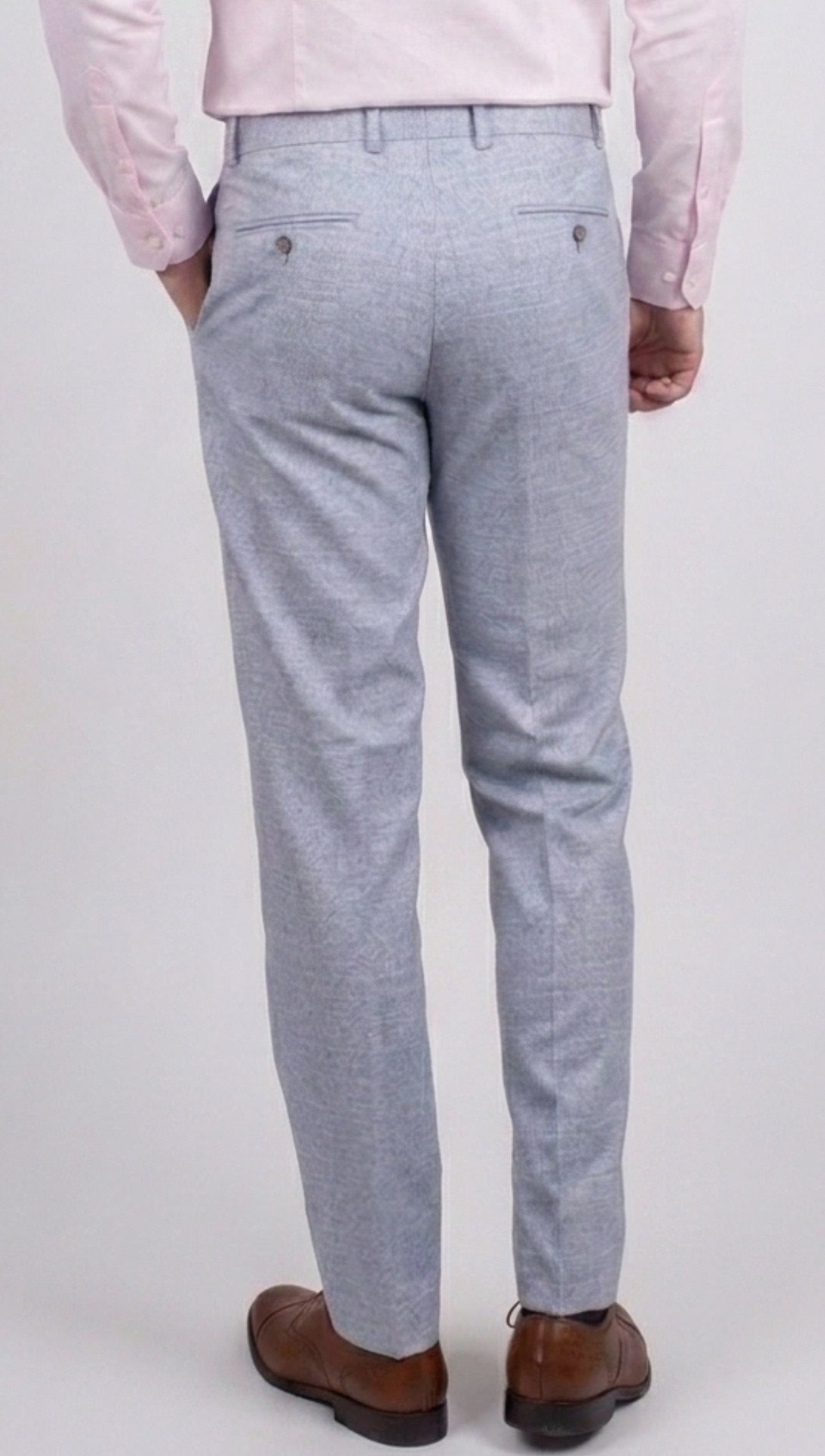 Men’s 3-Piece Tweed Like Glen Check Suit - Luis  - Pale Blue
