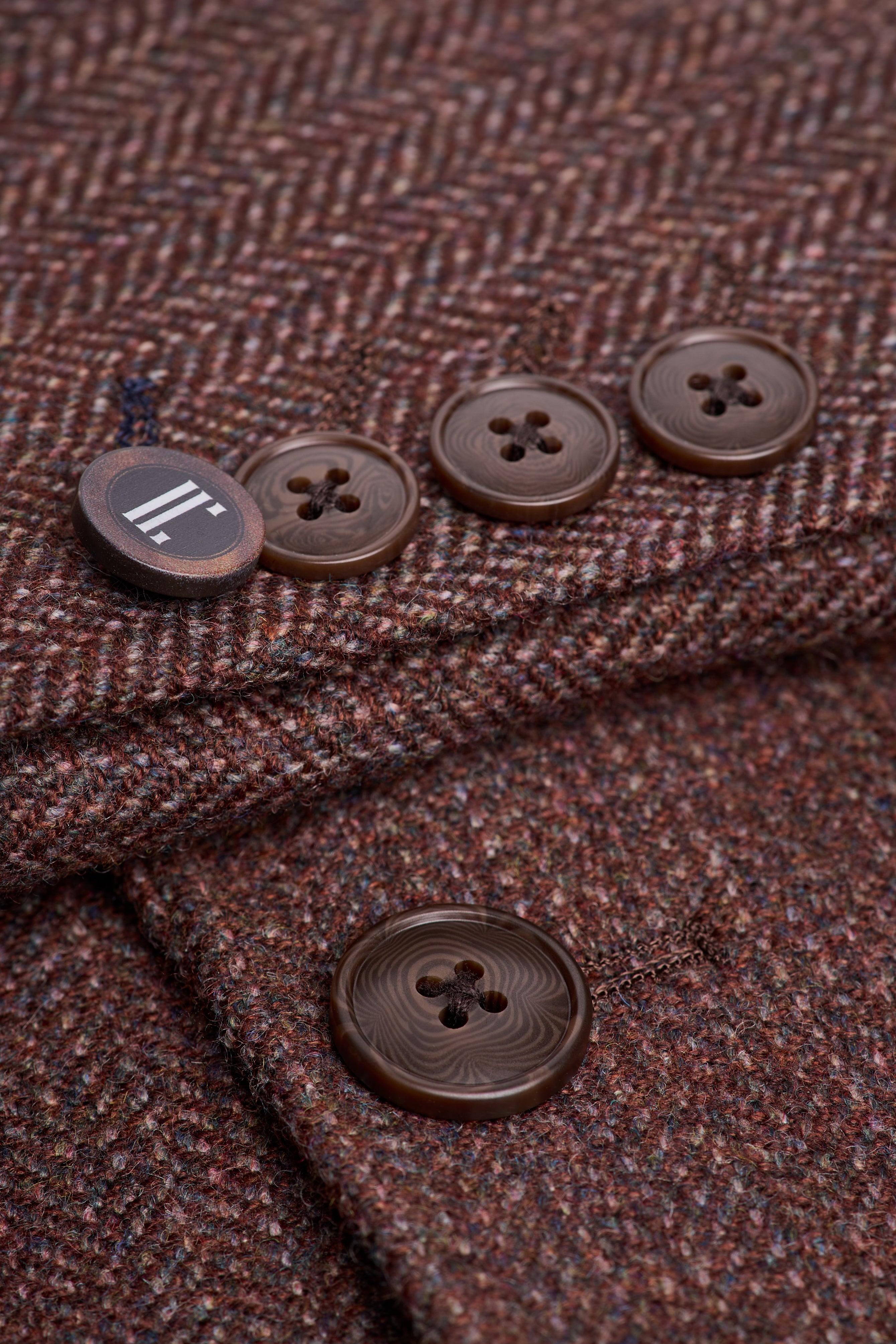 Men’s 3-Piece Wool Herringbone Tweed Suit - Thomas - Dark Mahogany