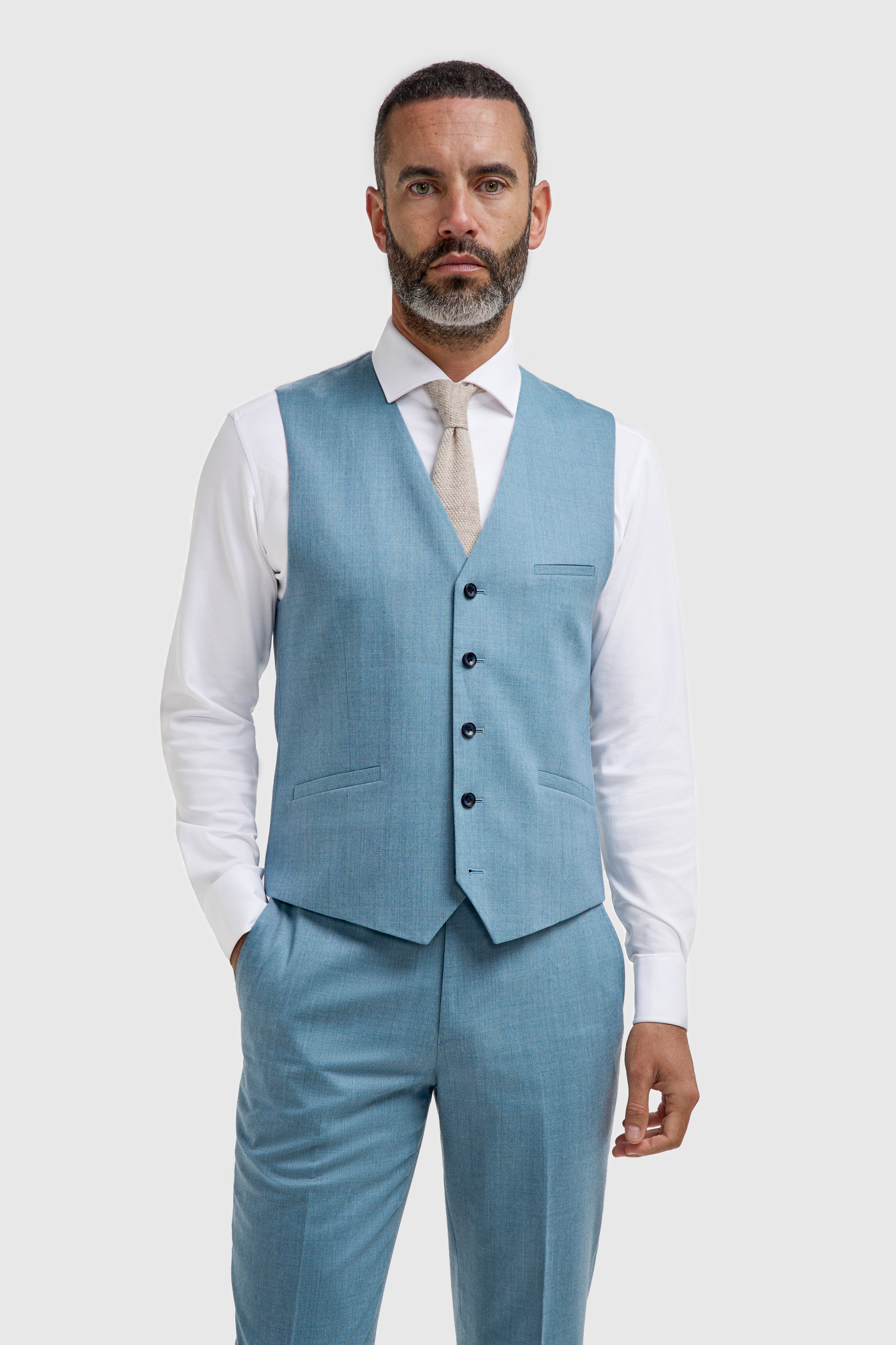 Men’s 3-Piece Wool Slim Fit Formal Suit - James - Marine Blue