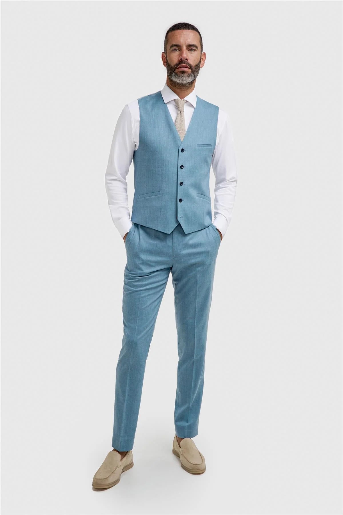 Men’s 3-Piece Wool Slim Fit Formal Suit - James - Marine Blue