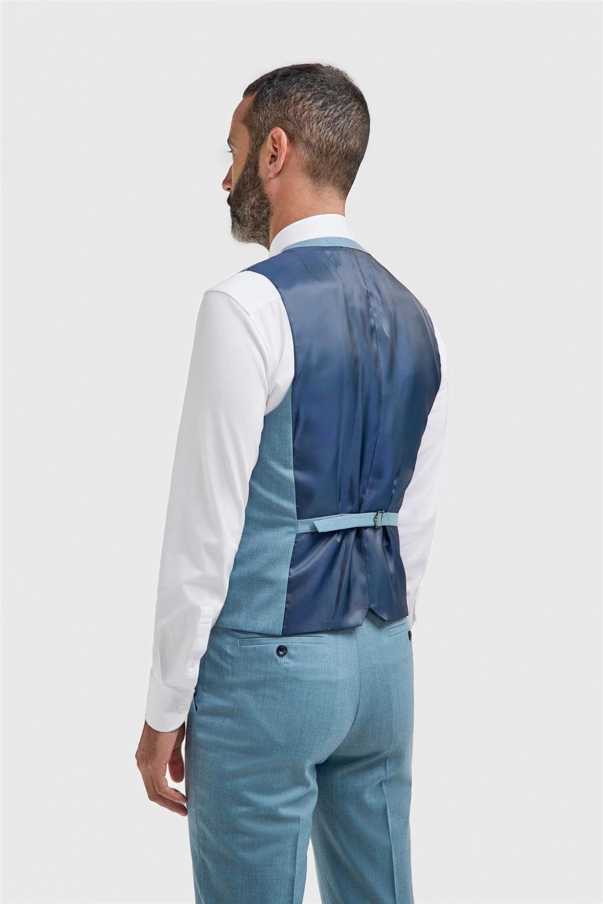 Men’s 3-Piece Wool Slim Fit Formal Suit - James - Marine Blue