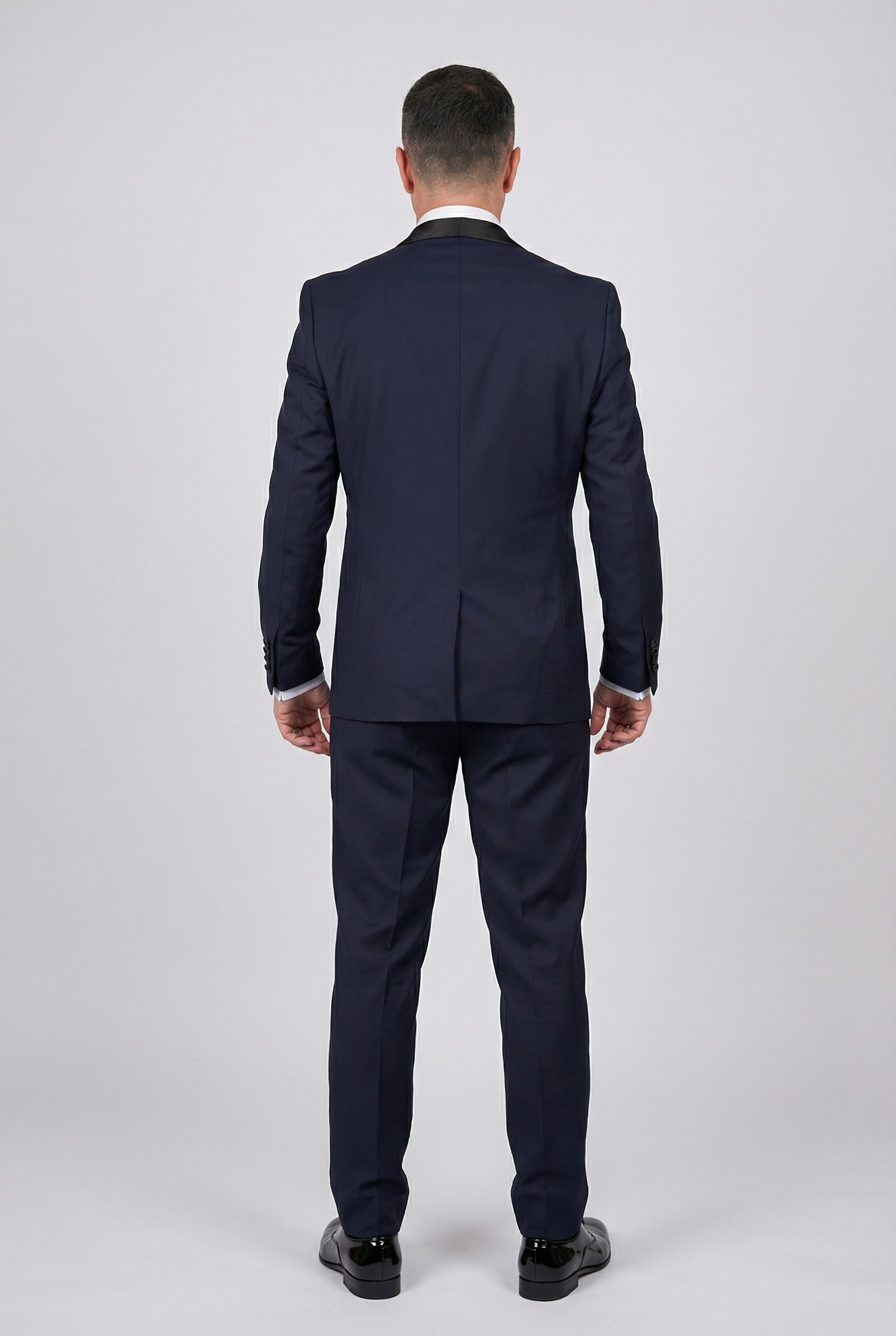 Men’s 4-Piece Shawl Lapel Tuxedo Suit - William - Navy Back Picture