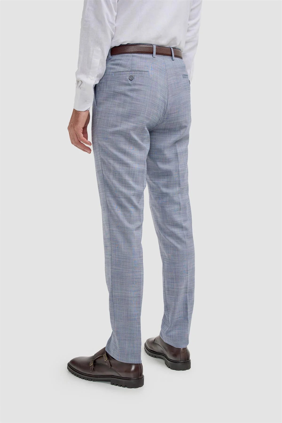 Men’s Blue Textured Trousers - Camden - Blue